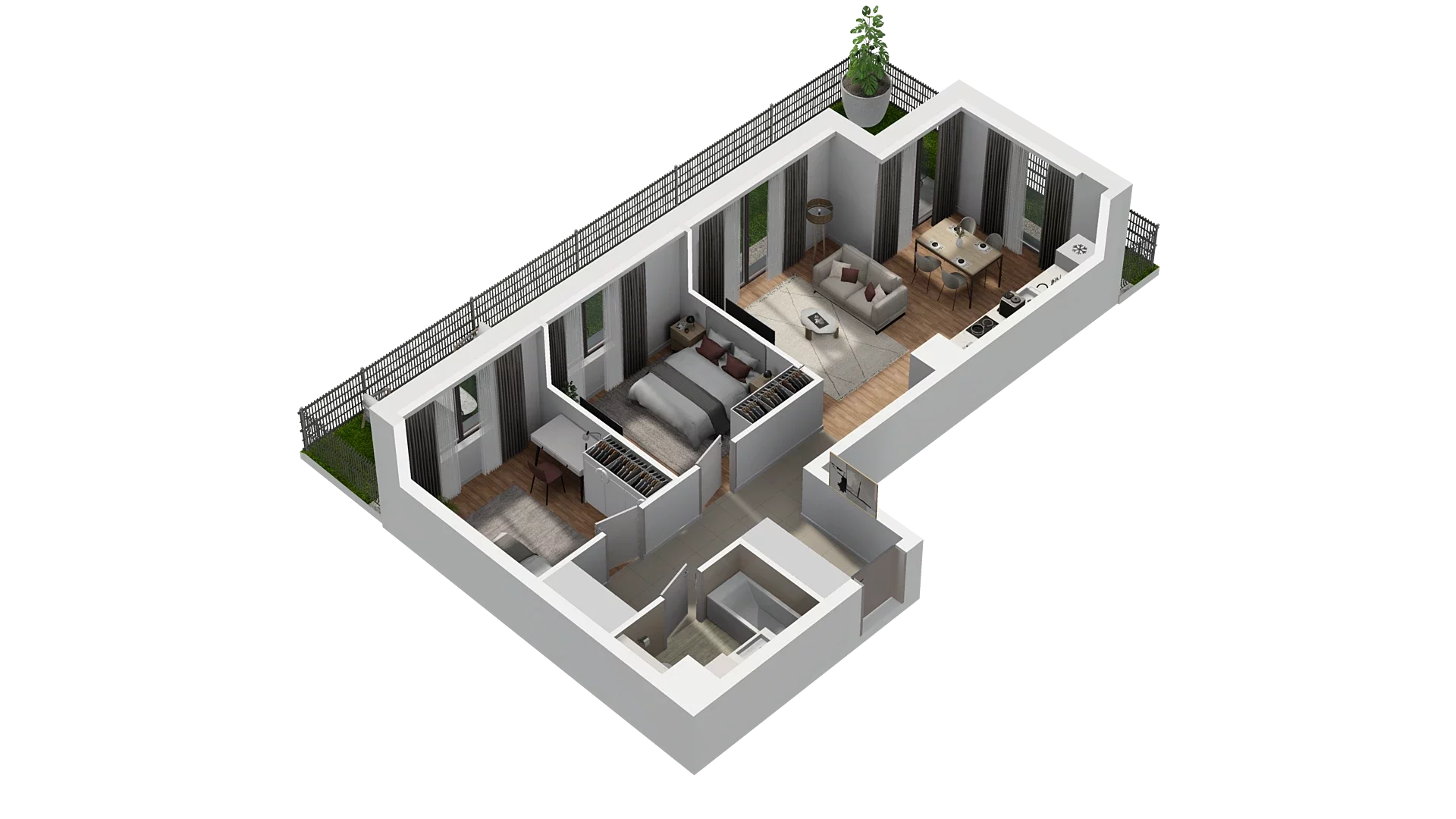 3 pokoje, mieszkanie 60,73 m², piętro 1, oferta nr A4.1.05, Zakole Wisły, Kraków, Podgórze, ul. Na Zakolu Wisły