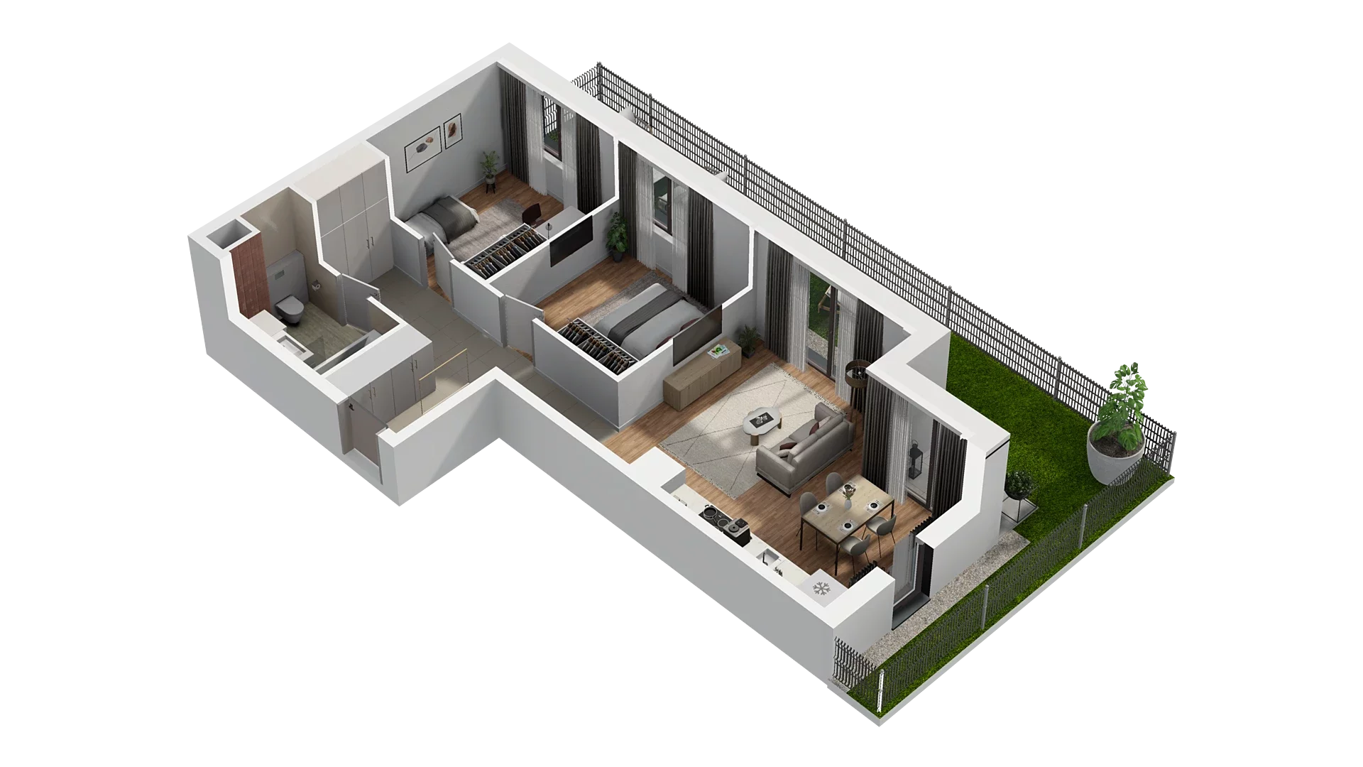 3 pokoje, mieszkanie 60,73 m², piętro 1, oferta nr A4.1.05, Zakole Wisły, Kraków, Podgórze, ul. Na Zakolu Wisły