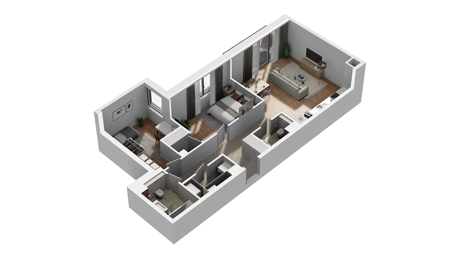 3 pokoje, mieszkanie 73,70 m², piętro 2, oferta nr A5.2.35, Zakole Wisły, Kraków, Podgórze, ul. Na Zakolu Wisły