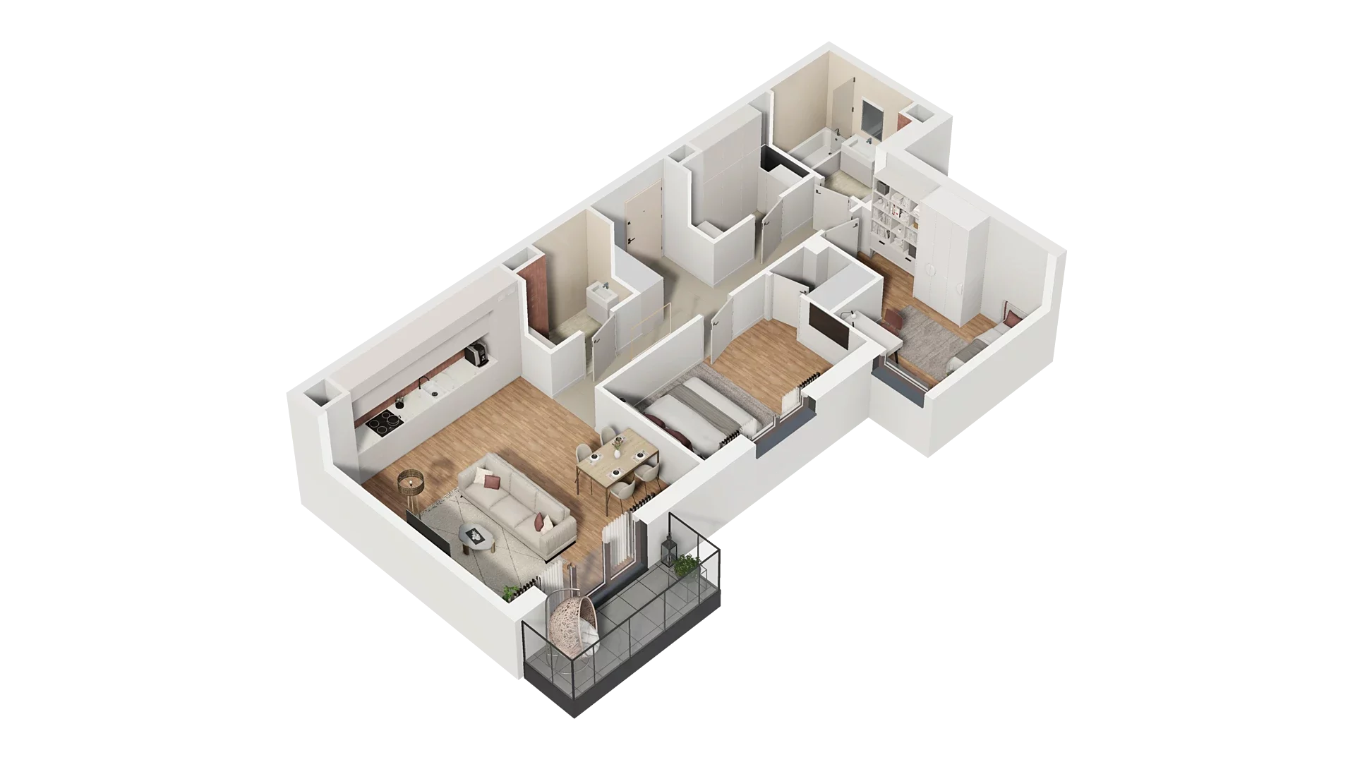 3 pokoje, mieszkanie 73,70 m², piętro 2, oferta nr A5.2.35, Zakole Wisły, Kraków, Podgórze, ul. Na Zakolu Wisły