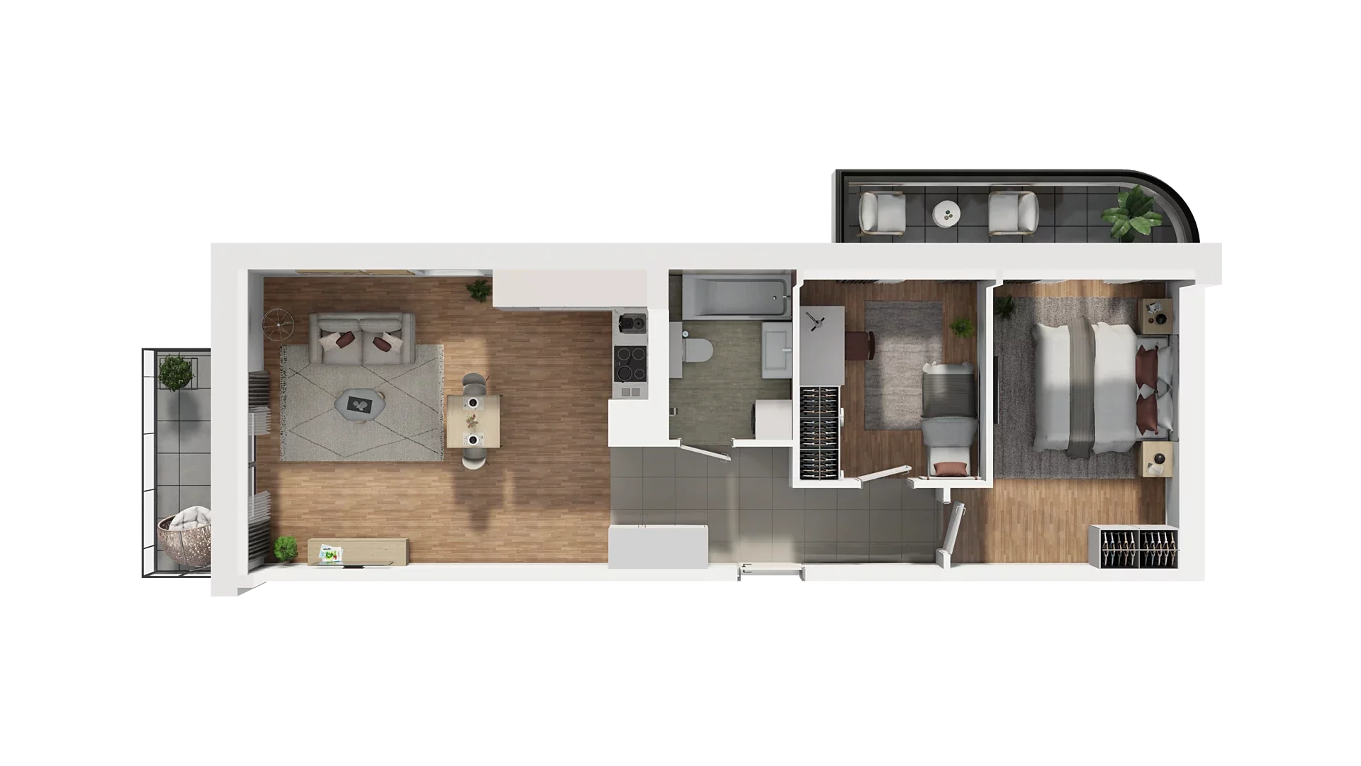 3 pokoje, mieszkanie 60,73 m², piętro 3, oferta nr A4.3.13, Zakole Wisły, Kraków, Podgórze, ul. Na Zakolu Wisły