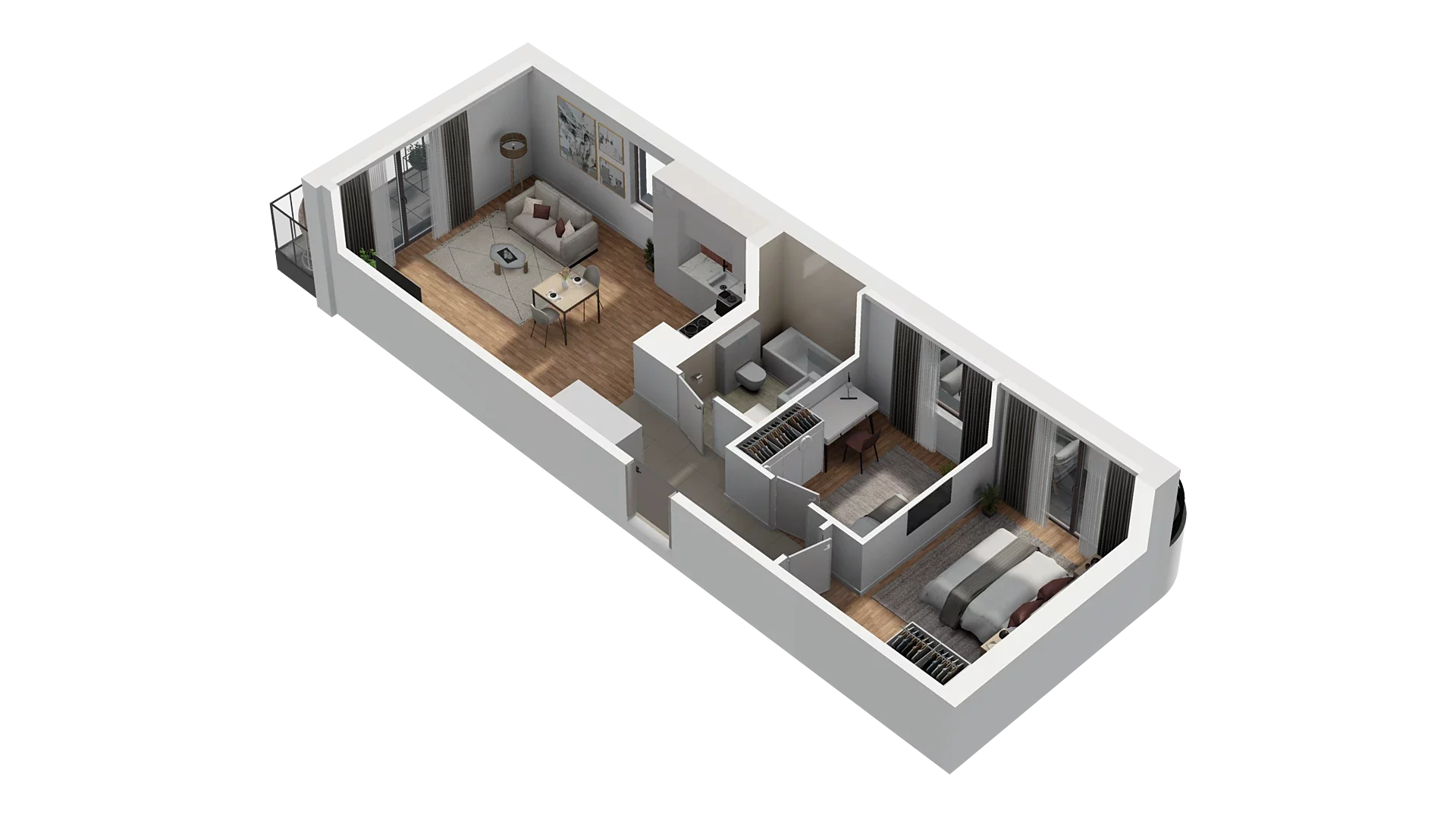 3 pokoje, mieszkanie 60,73 m², piętro 3, oferta nr A4.3.13, Zakole Wisły, Kraków, Podgórze, ul. Na Zakolu Wisły