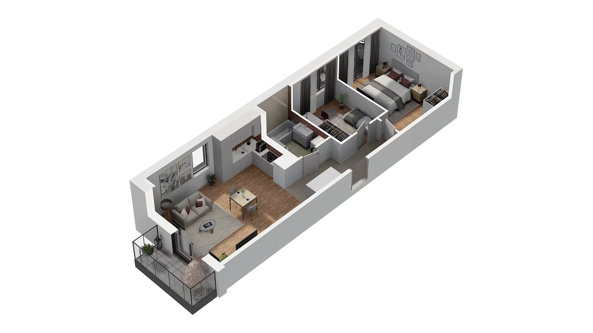 3 pokoje, mieszkanie 60,73 m², piętro 3, oferta nr A4.3.13, Zakole Wisły, Kraków, Podgórze, ul. Na Zakolu Wisły