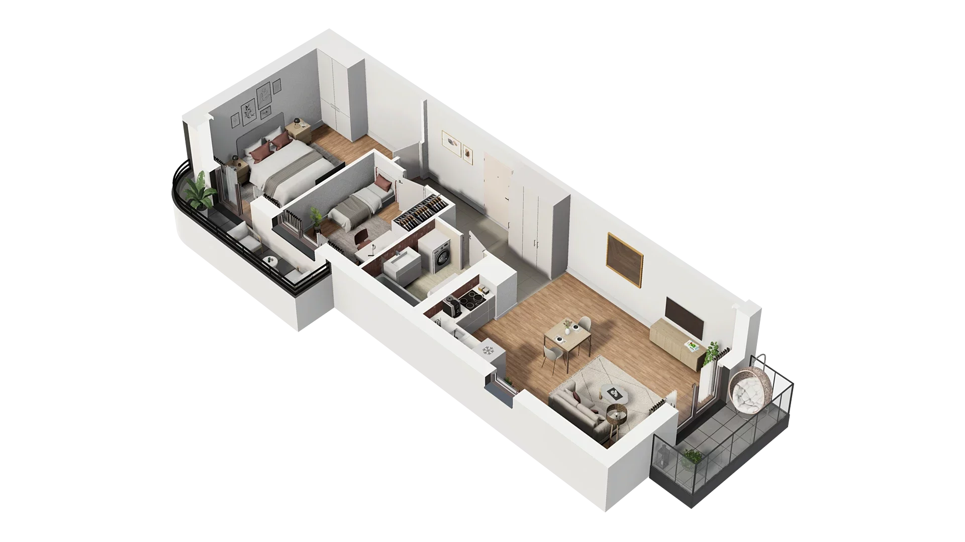 3 pokoje, mieszkanie 60,73 m², piętro 3, oferta nr A4.3.13, Zakole Wisły, Kraków, Podgórze, ul. Na Zakolu Wisły