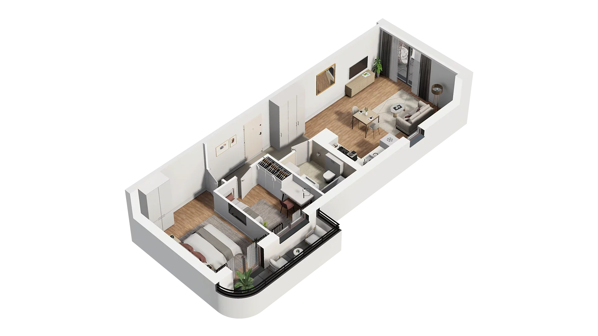 3 pokoje, mieszkanie 60,73 m², piętro 3, oferta nr A4.3.13, Zakole Wisły, Kraków, Podgórze, ul. Na Zakolu Wisły