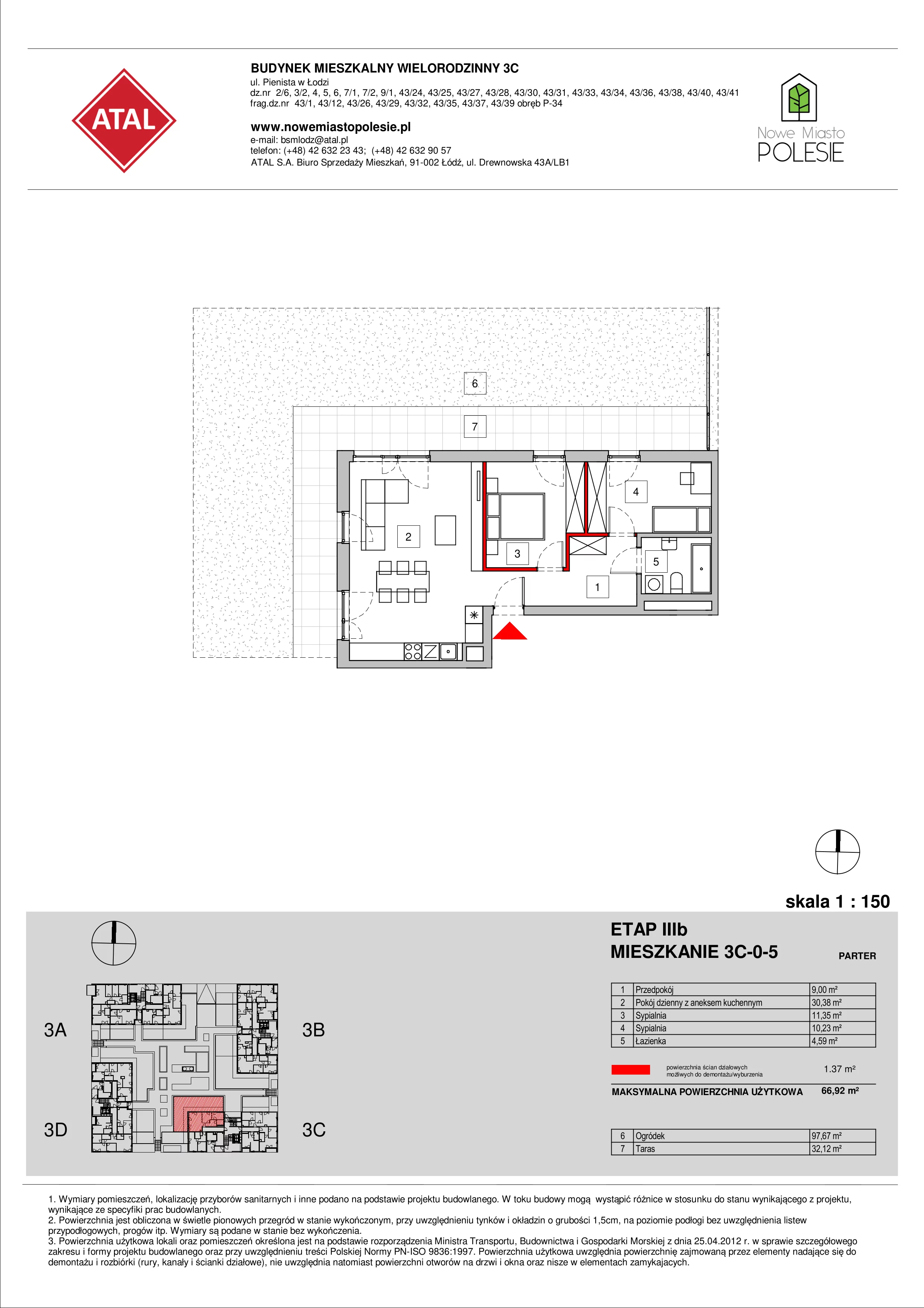 Mieszkanie 66,70 m², parter, oferta nr 3C-0-5, Nowe Miasto Polesie III, Łódź, Polesie, Lublinek-Pienista, ul. Pienista