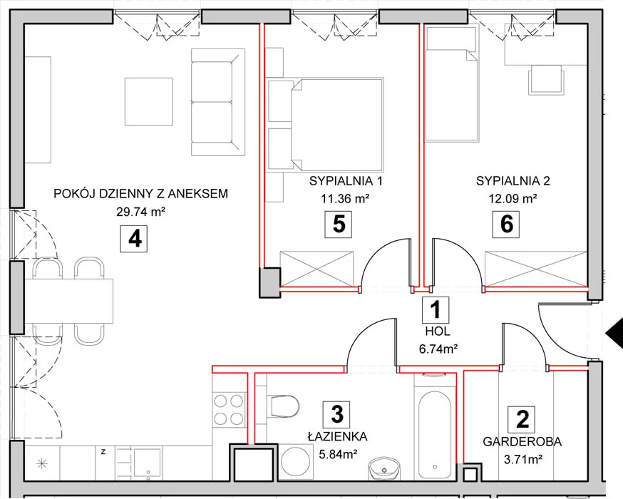 Mieszkanie 72,25 m², piętro 1, oferta nr 7-1-10, Zakątek Harmonia II, Warszawa, Białołęka, Szamocin, ul. Płochocińska