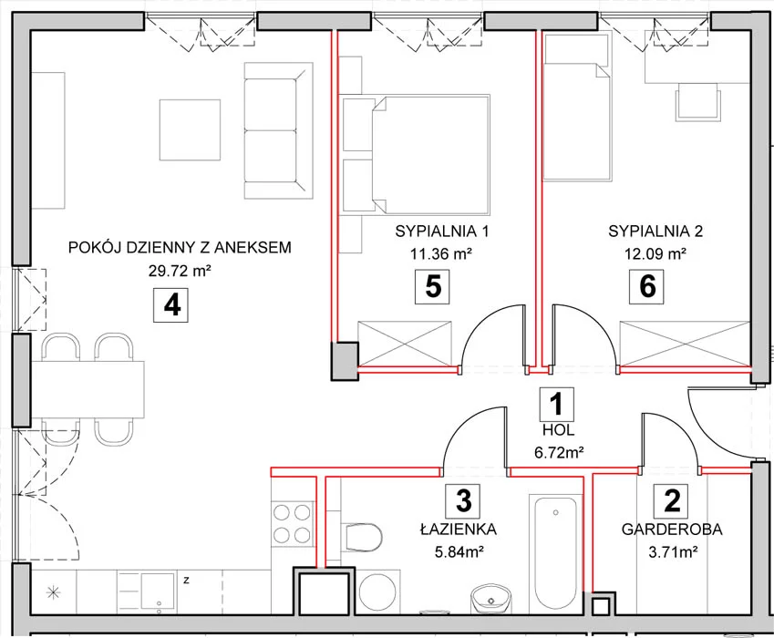 Mieszkanie 72,25 m², piętro 2, oferta nr 7-2-10, Zakątek Harmonia II, Warszawa, Białołęka, Szamocin, ul. Płochocińska