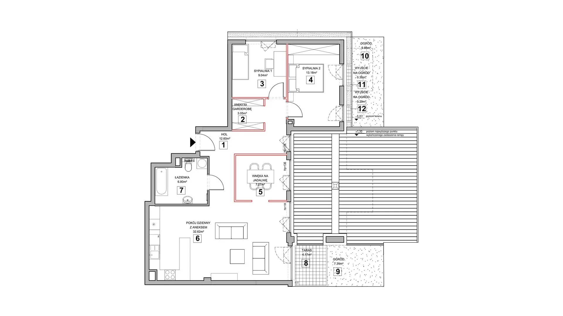 3 pokoje, mieszkanie 85,96 m², parter, oferta nr 1.0.1, Zakątek Harmonia III, Warszawa, Białołęka, Szamocin, ul. Płochocińska