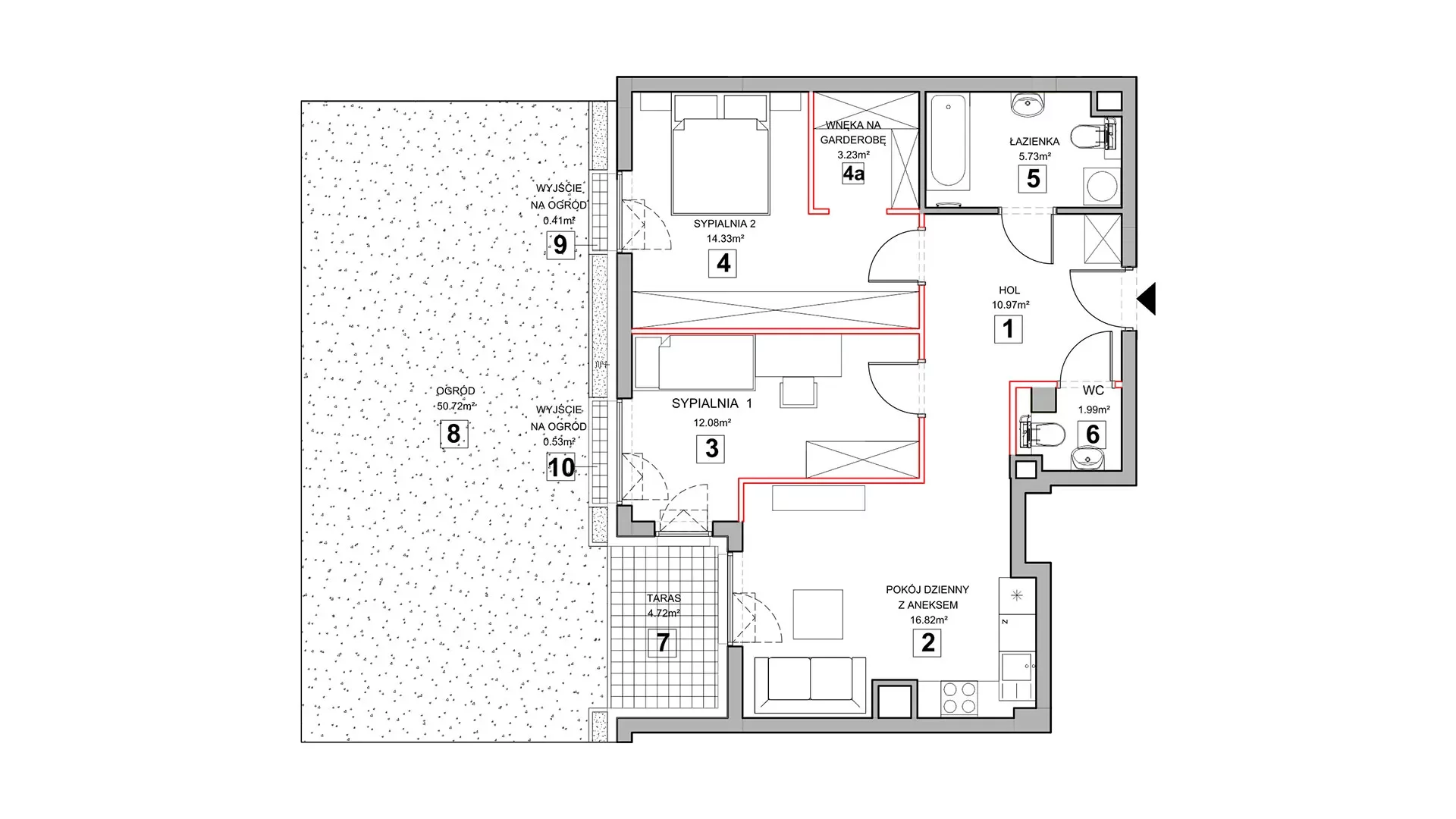 3 pokoje, mieszkanie 66,65 m², parter, oferta nr 1.0.7, Zakątek Harmonia III, Warszawa, Białołęka, Szamocin, ul. Płochocińska