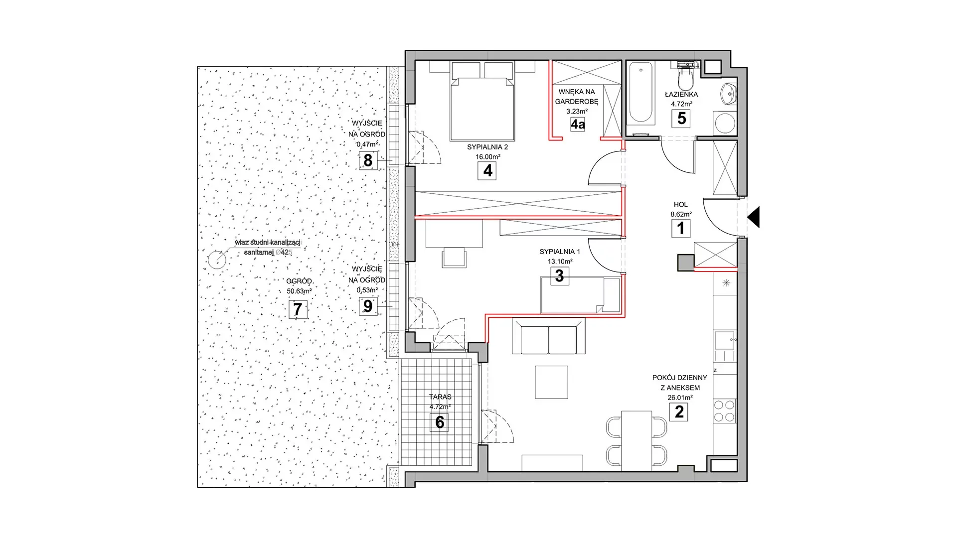 3 pokoje, mieszkanie 73,08 m², parter, oferta nr 1.0.8, Zakątek Harmonia III, Warszawa, Białołęka, Szamocin, ul. Płochocińska