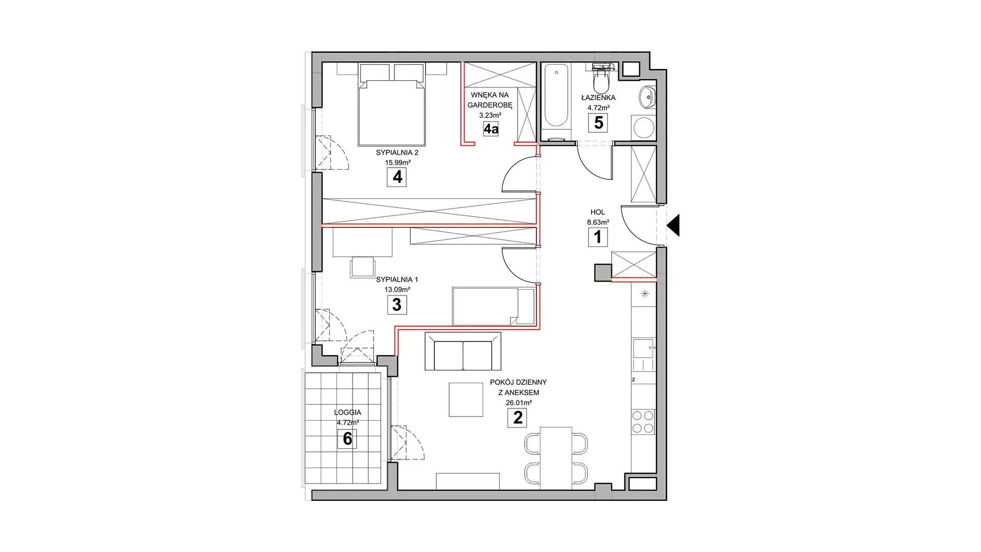 3 pokoje, mieszkanie 73,08 m², piętro 1, oferta nr 1.1.10, Zakątek Harmonia III, Warszawa, Białołęka, Szamocin, ul. Płochocińska