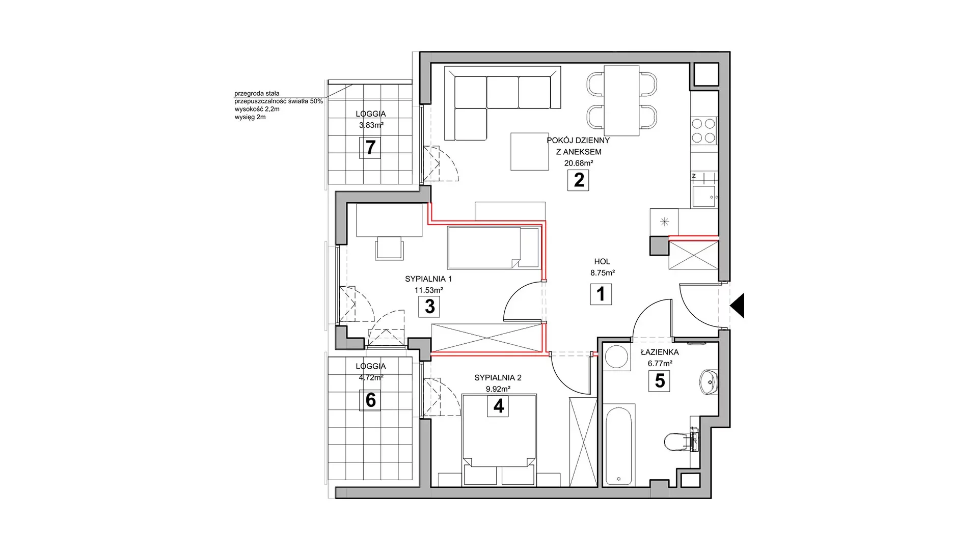 3 pokoje, mieszkanie 58,49 m², piętro 1, oferta nr 1.1.11, Zakątek Harmonia III, Warszawa, Białołęka, Szamocin, ul. Płochocińska