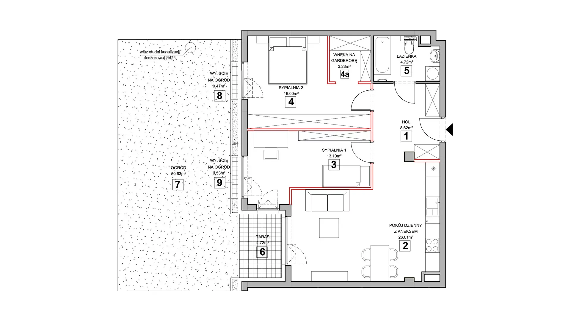 3 pokoje, mieszkanie 73,08 m², parter, oferta nr 2.0.9, Zakątek Harmonia III, Warszawa, Białołęka, Szamocin, ul. Płochocińska
