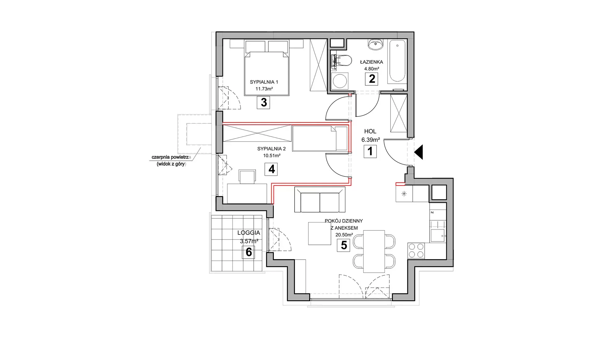 3 pokoje, mieszkanie 54,85 m², piętro 1, oferta nr 2.1.9, Zakątek Harmonia III, Warszawa, Białołęka, Szamocin, ul. Płochocińska