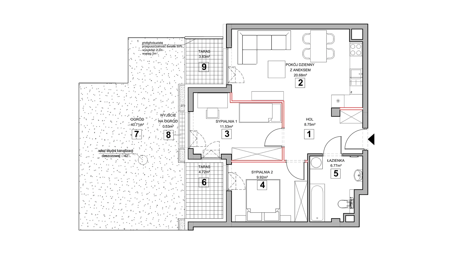 3 pokoje, mieszkanie 58,49 m², parter, oferta nr 3.0.10, Zakątek Harmonia III, Warszawa, Białołęka, Szamocin, ul. Płochocińska