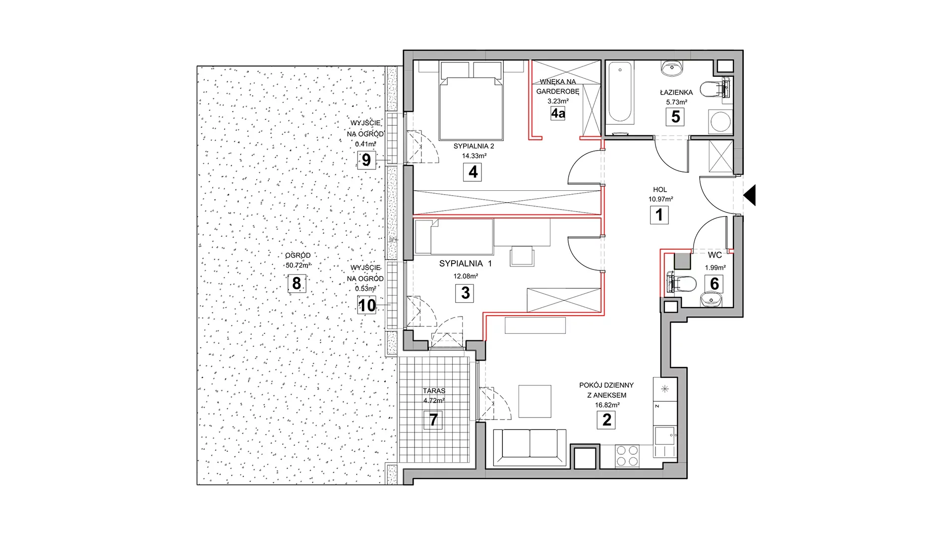3 pokoje, mieszkanie 66,65 m², parter, oferta nr 4.0.8, Zakątek Harmonia III, Warszawa, Białołęka, Szamocin, ul. Płochocińska