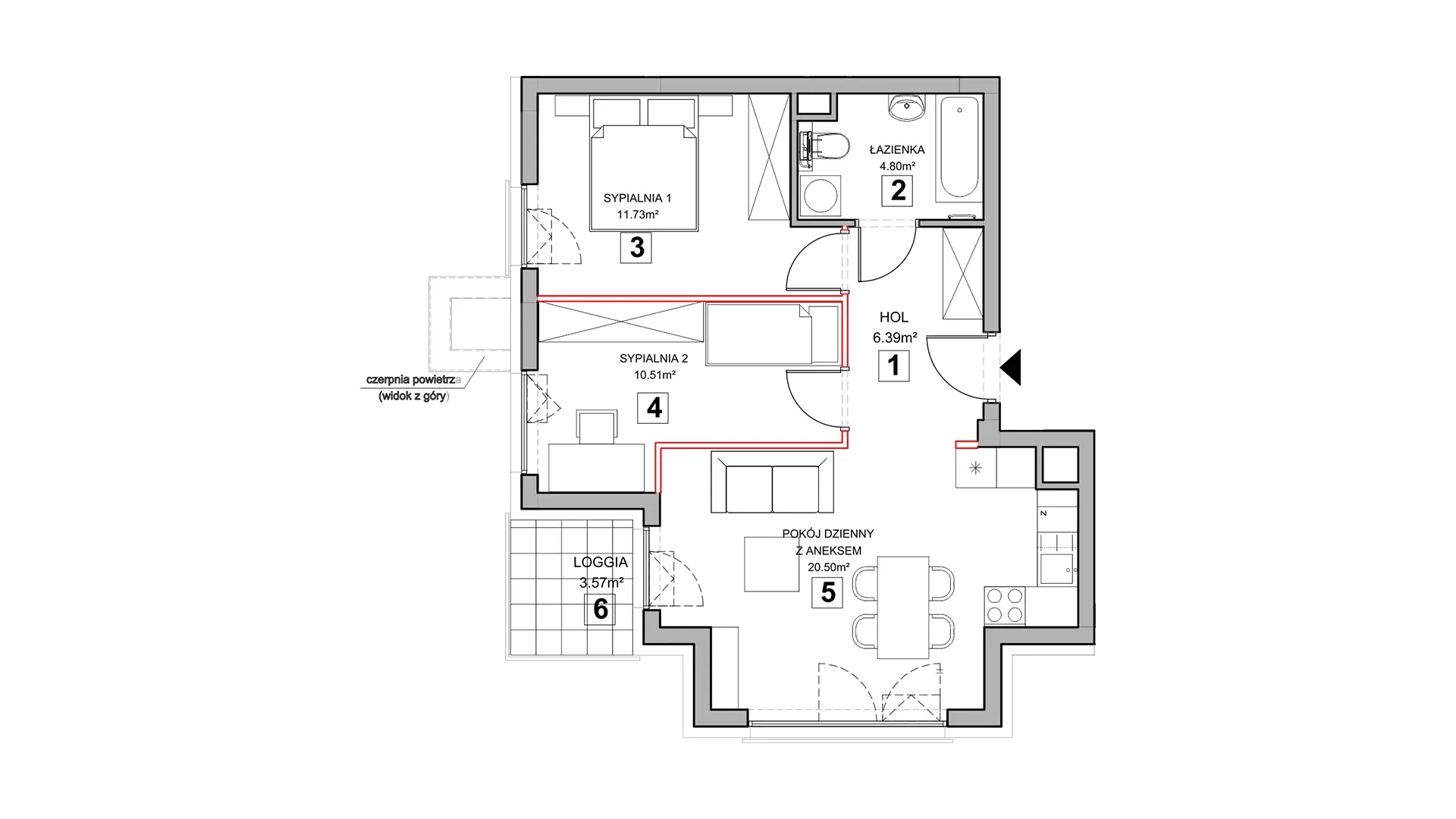 3 pokoje, mieszkanie 54,85 m², piętro 1, oferta nr 4.1.9, Zakątek Harmonia III, Warszawa, Białołęka, Szamocin, ul. Płochocińska