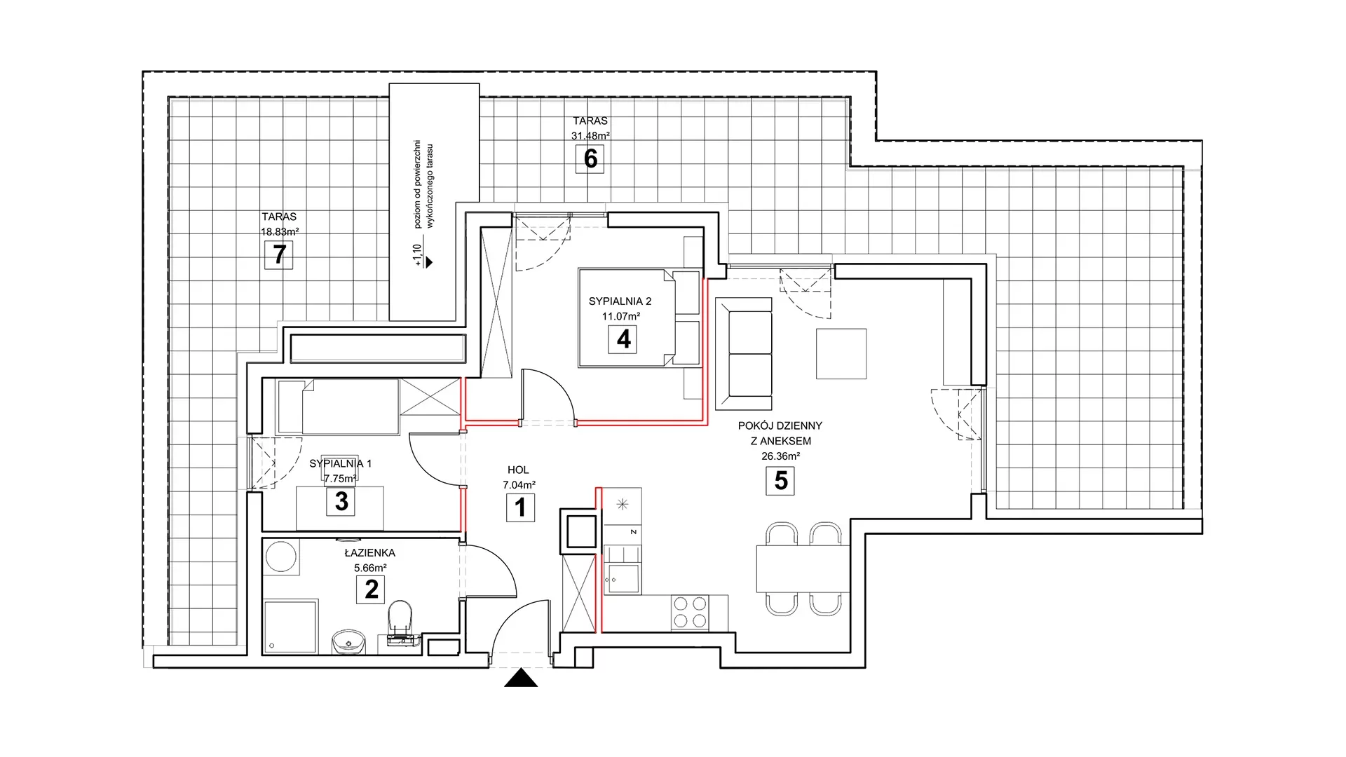 3 pokoje, mieszkanie 58,72 m², piętro 3, oferta nr 4.3.1, Zakątek Harmonia III, Warszawa, Białołęka, Szamocin, ul. Płochocińska
