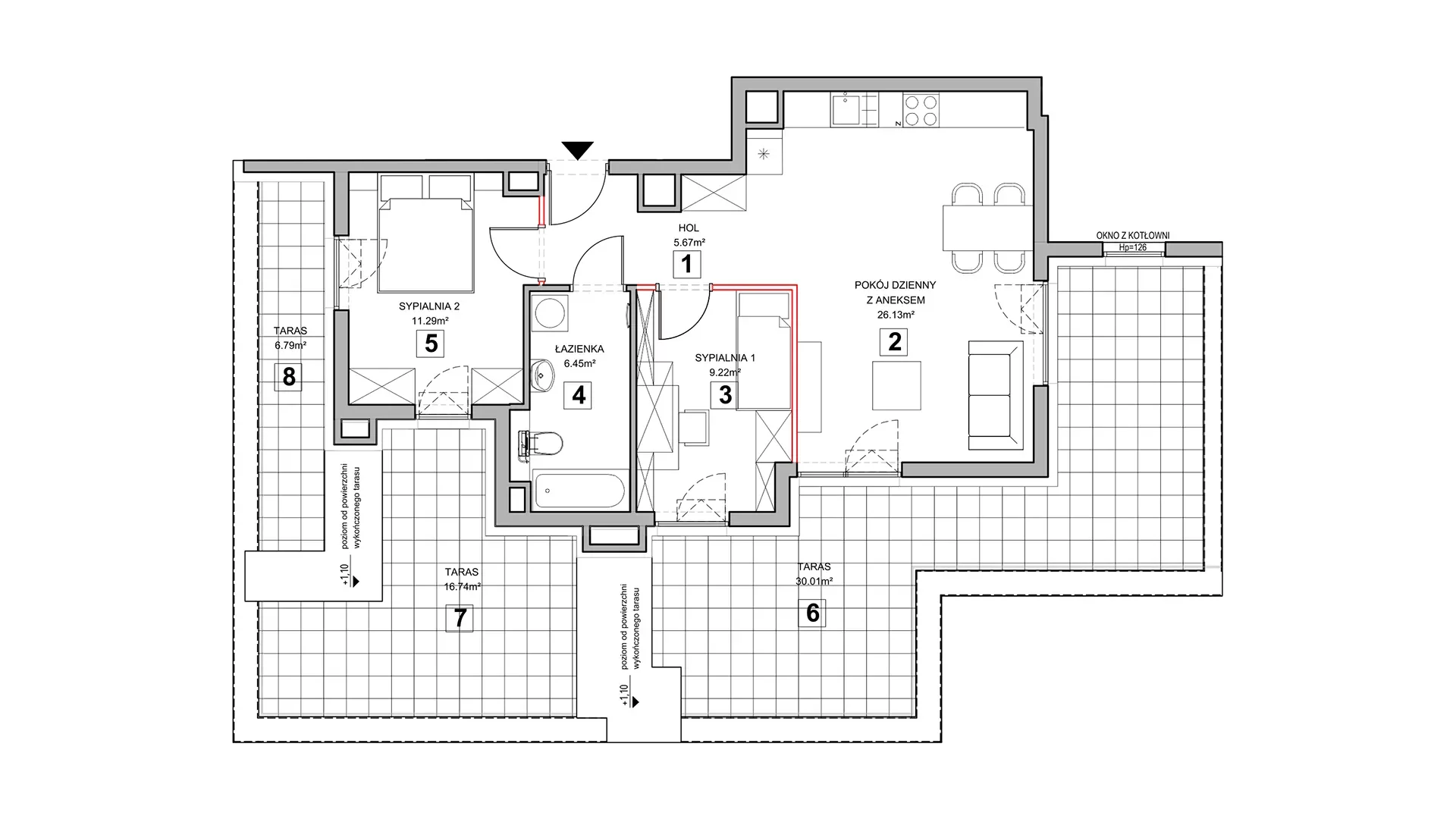 3 pokoje, mieszkanie 59,31 m², piętro 3, oferta nr 4.3.7, Zakątek Harmonia III, Warszawa, Białołęka, Szamocin, ul. Płochocińska