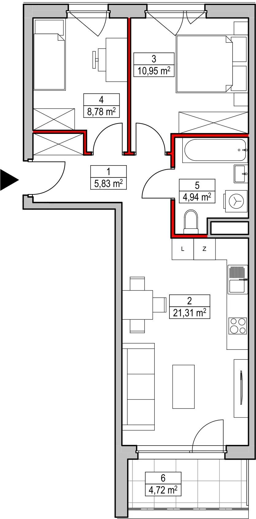 Mieszkanie 51,81 m², piętro 1, oferta nr D2.1.1.1, Nowy Targówek VI, Warszawa, Targówek, Targówek Mieszkaniowy, ul. Płosa 8