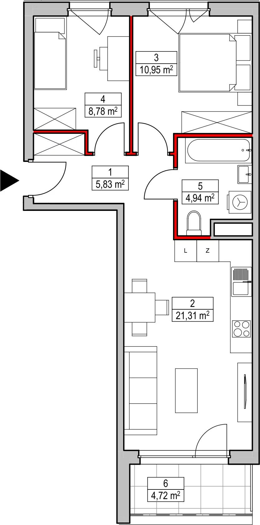 Mieszkanie 51,81 m², piętro 2, oferta nr D2.1.2.1, Nowy Targówek VI, Warszawa, Targówek, Targówek Mieszkaniowy, ul. Płosa 8