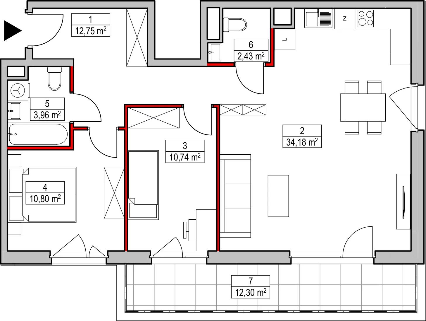 Mieszkanie 74,86 m², piętro 1, oferta nr D2.2.1.2, Nowy Targówek VI, Warszawa, Targówek, Targówek Mieszkaniowy, ul. Płosa 8