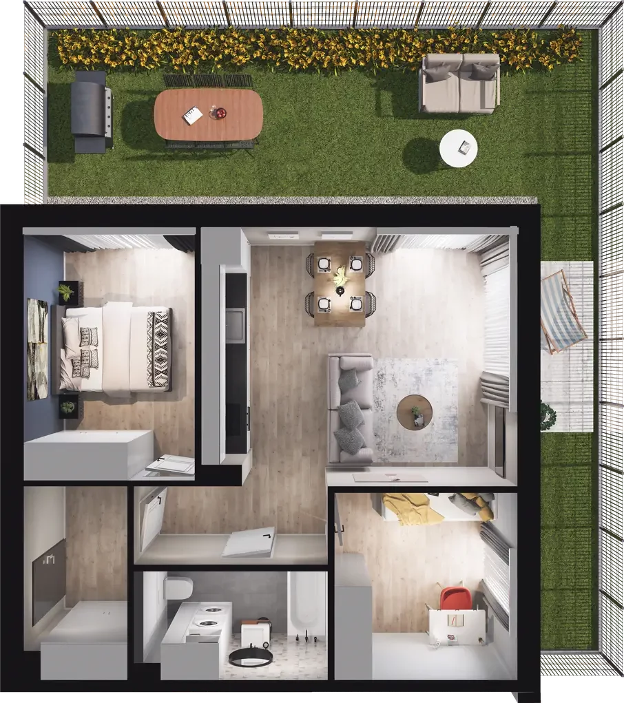 3 pokoje, mieszkanie 54,63 m², parter, oferta nr 1.2, ATAL Jasieny, Gdańsk, Jasień, ul. Stężycka