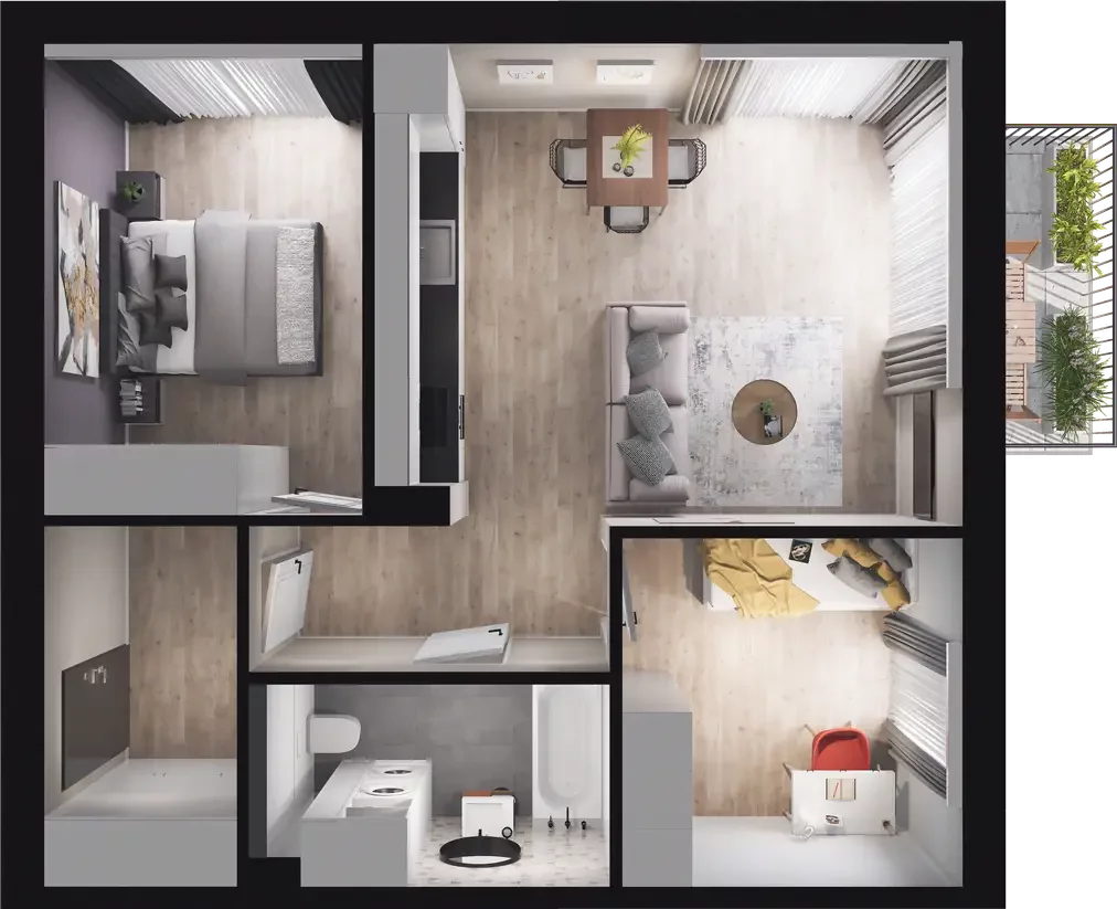 3 pokoje, mieszkanie 54,83 m², piętro 1, oferta nr 1.4, ATAL Jasieny, Gdańsk, Jasień, ul. Stężycka