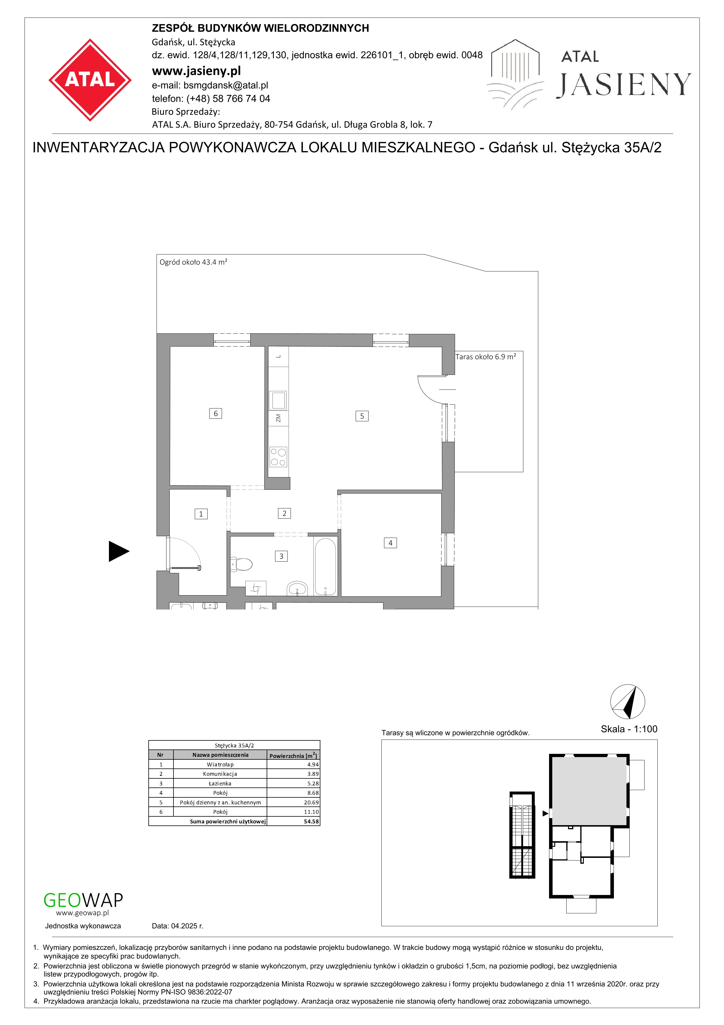 3 pokoje, mieszkanie 54,58 m², parter, oferta nr 11.2, ATAL Jasieny, Gdańsk, Jasień, ul. Stężycka