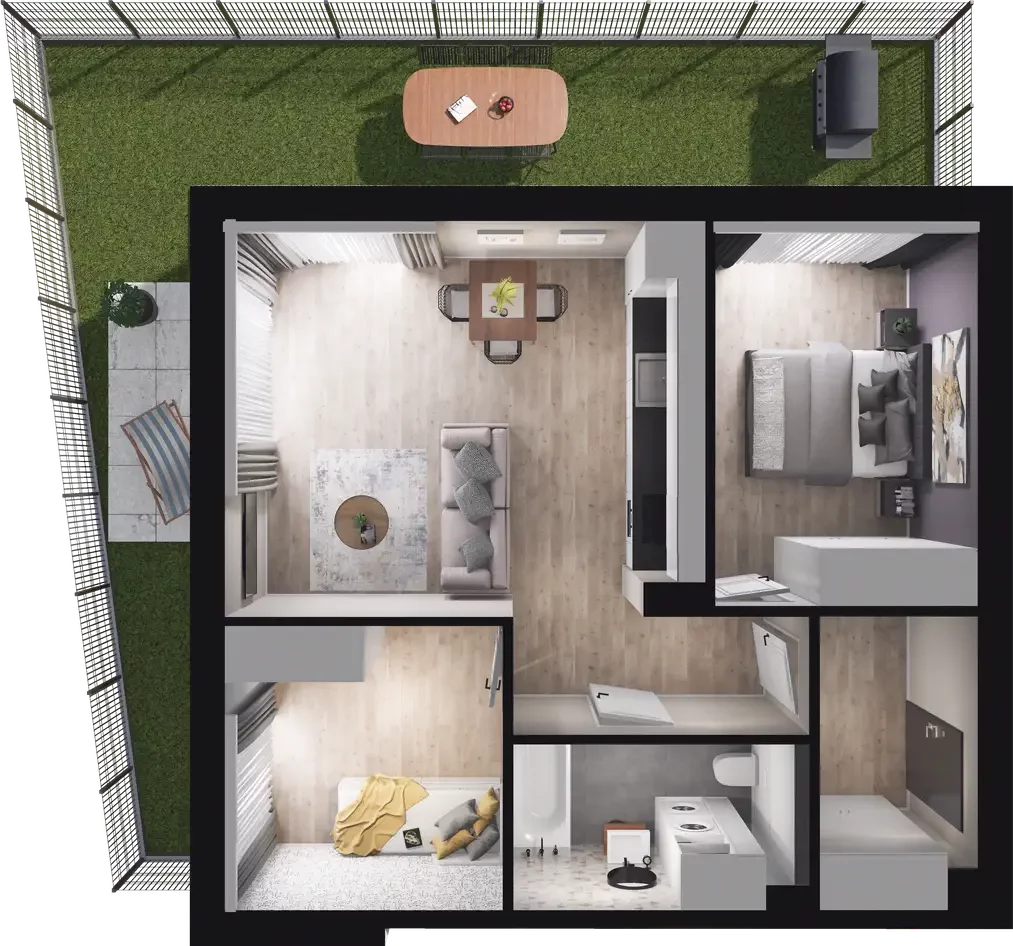 3 pokoje, mieszkanie 54,15 m², parter, oferta nr 12.2, ATAL Jasieny, Gdańsk, Jasień, ul. Stężycka