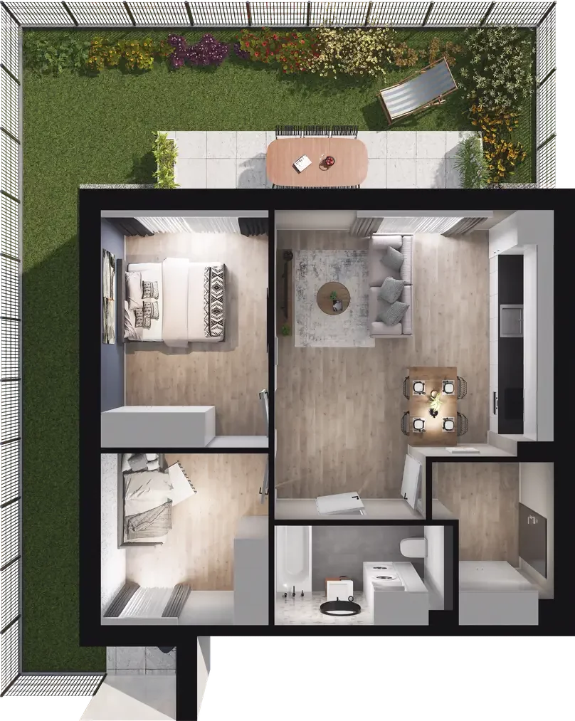 3 pokoje, mieszkanie 54,64 m², parter, oferta nr 2.2, ATAL Jasieny, Gdańsk, Jasień, ul. Stężycka