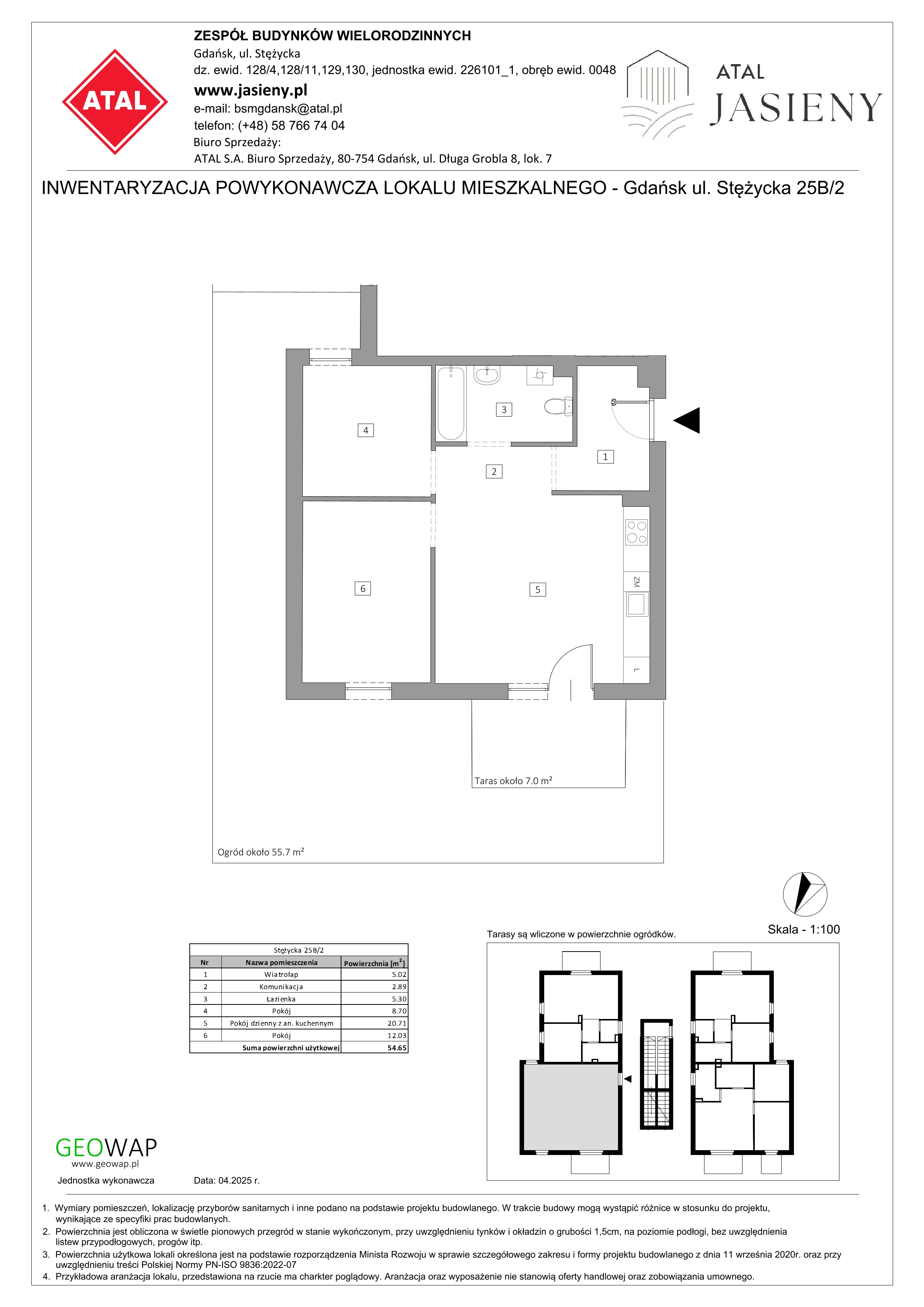 3 pokoje, mieszkanie 54,65 m², parter, oferta nr 3.2, ATAL Jasieny, Gdańsk, Jasień, ul. Stężycka