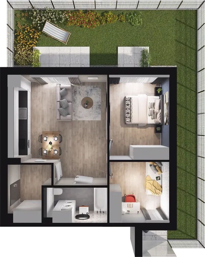 3 pokoje, mieszkanie 54,65 m², parter, oferta nr 3.2, ATAL Jasieny, Gdańsk, Jasień, ul. Stężycka