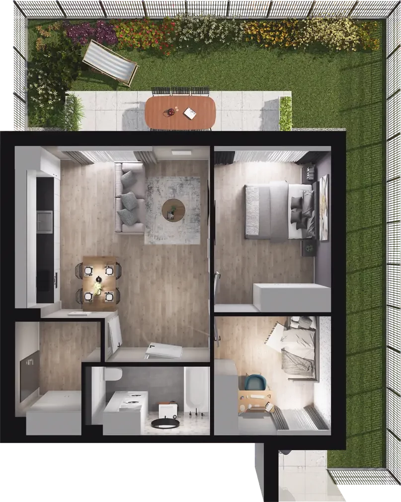 3 pokoje, mieszkanie 54,63 m², parter, oferta nr 5.2, ATAL Jasieny, Gdańsk, Jasień, ul. Stężycka