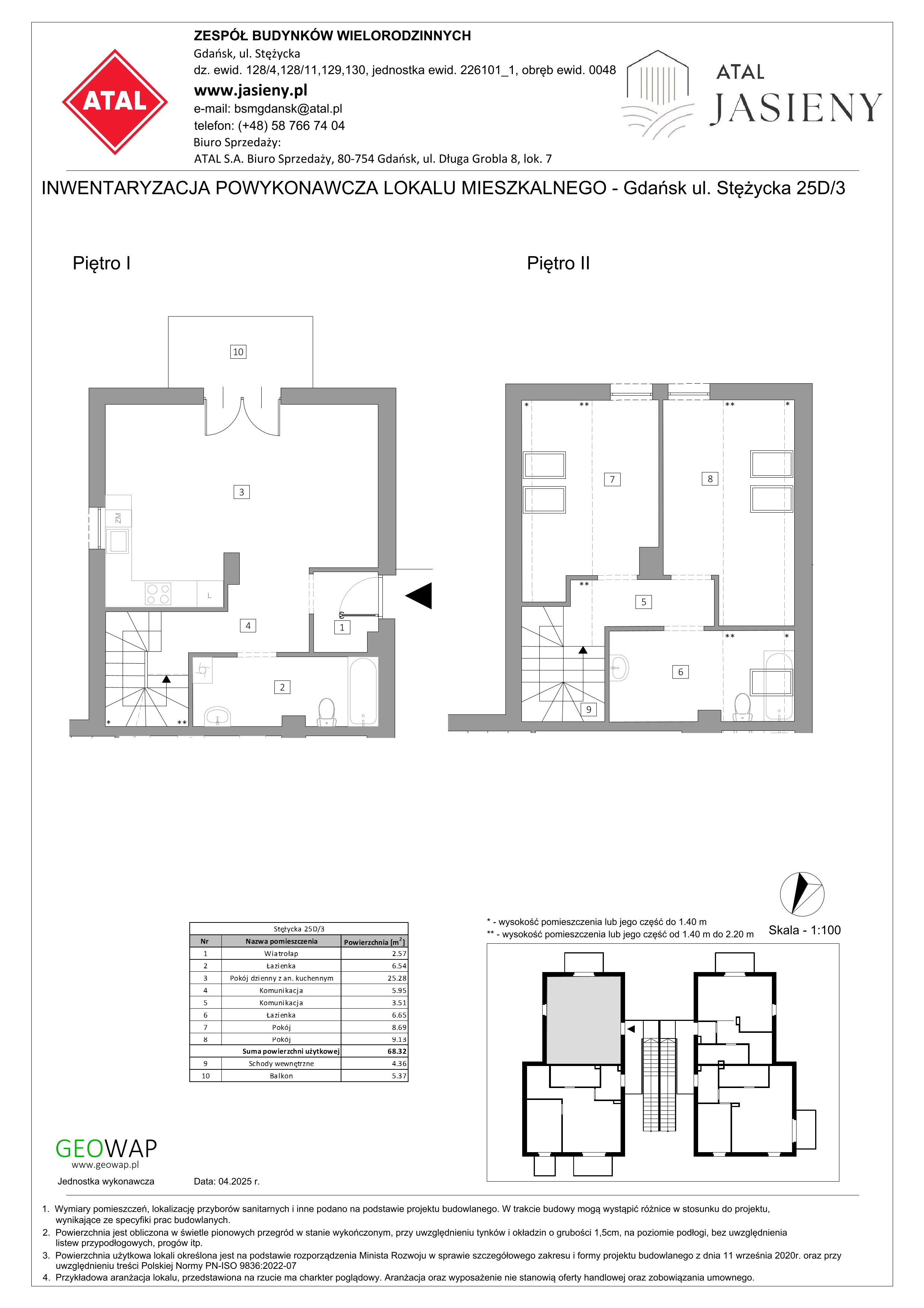 3 pokoje, mieszkanie 68,32 m², piętro 1, oferta nr 5.3, ATAL Jasieny, Gdańsk, Jasień, ul. Stężycka