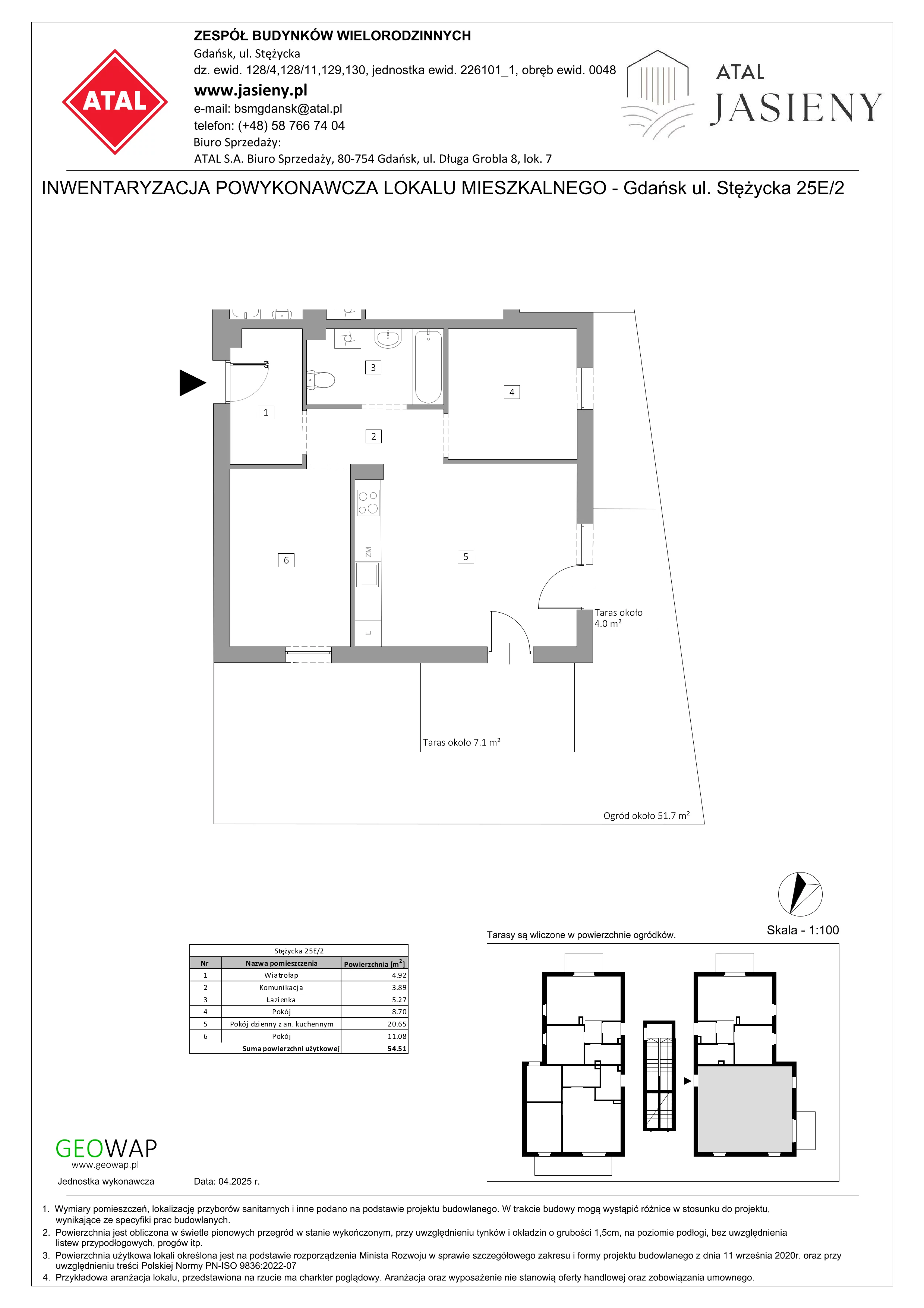 3 pokoje, mieszkanie 54,51 m², parter, oferta nr 6.2, ATAL Jasieny, Gdańsk, Jasień, ul. Stężycka