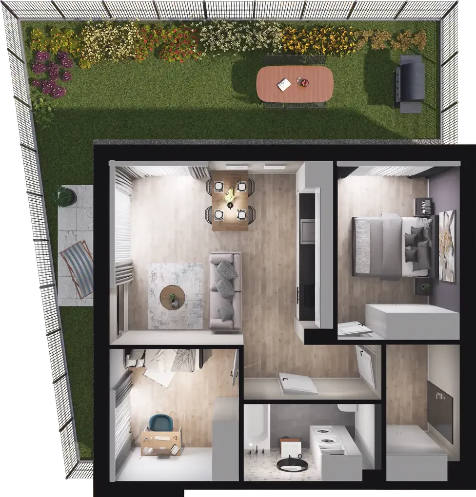 3 pokoje, mieszkanie 54,51 m², parter, oferta nr 6.2, ATAL Jasieny, Gdańsk, Jasień, ul. Stężycka