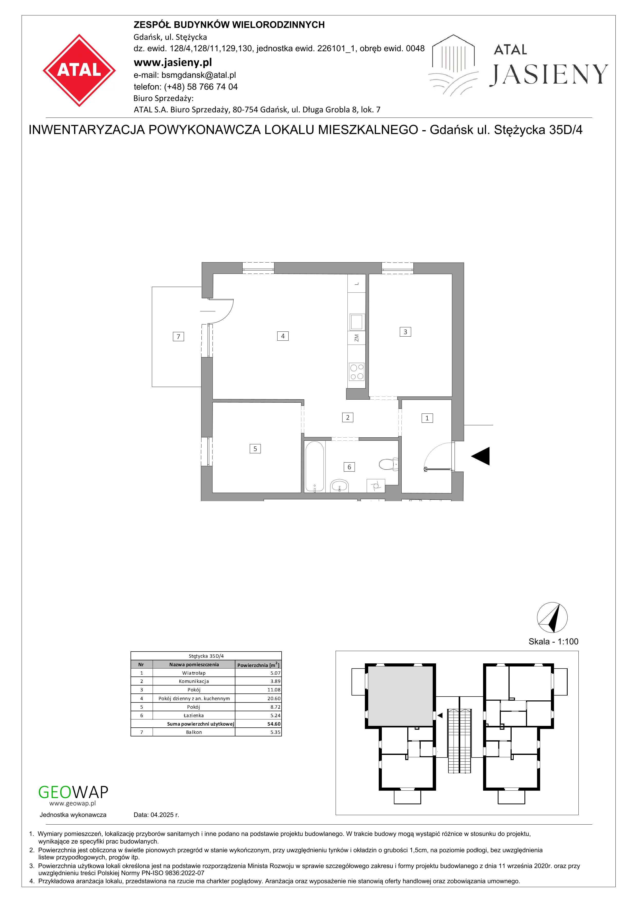 3 pokoje, mieszkanie 54,60 m², piętro 1, oferta nr 8.4, ATAL Jasieny, Gdańsk, Jasień, ul. Stężycka