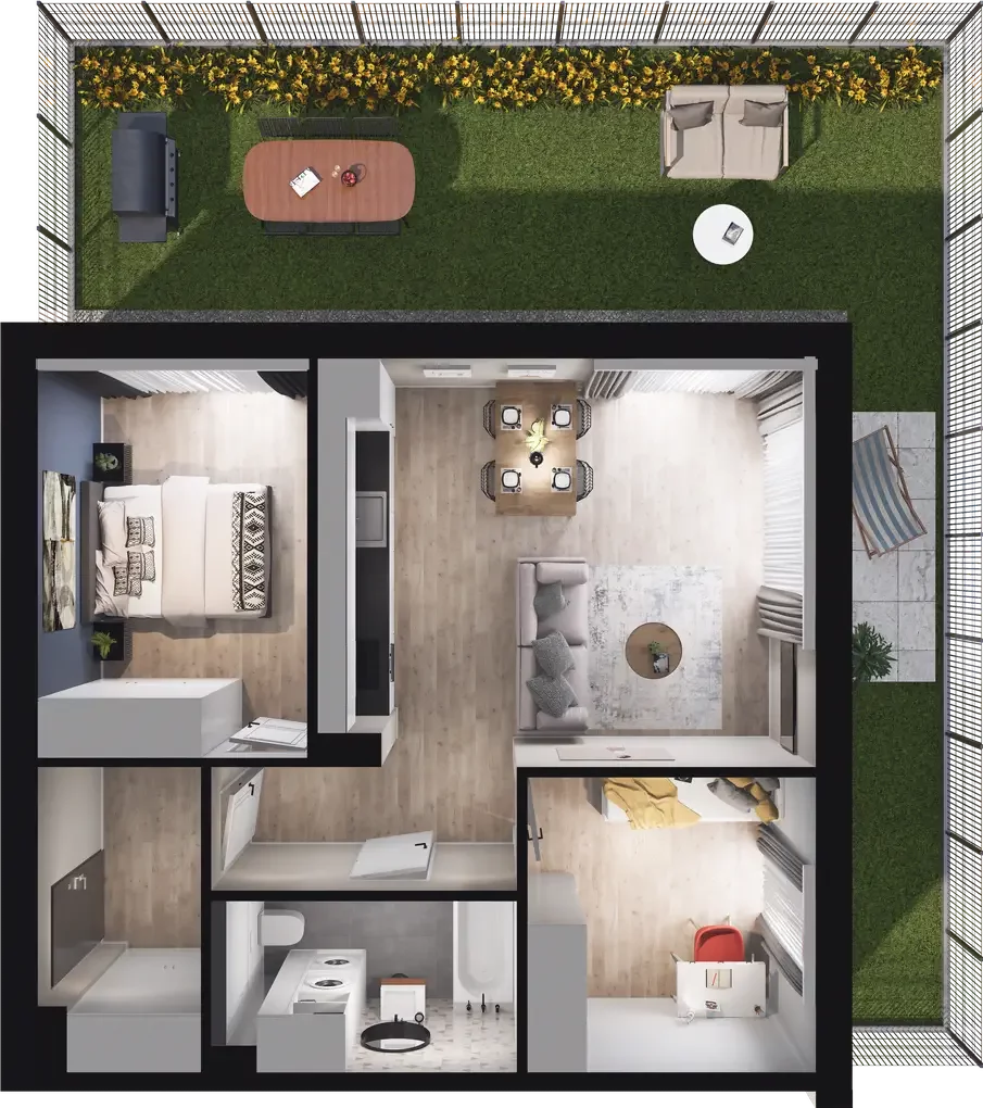 3 pokoje, mieszkanie 54,42 m², parter, oferta nr 9.2, ATAL Jasieny, Gdańsk, Jasień, ul. Stężycka