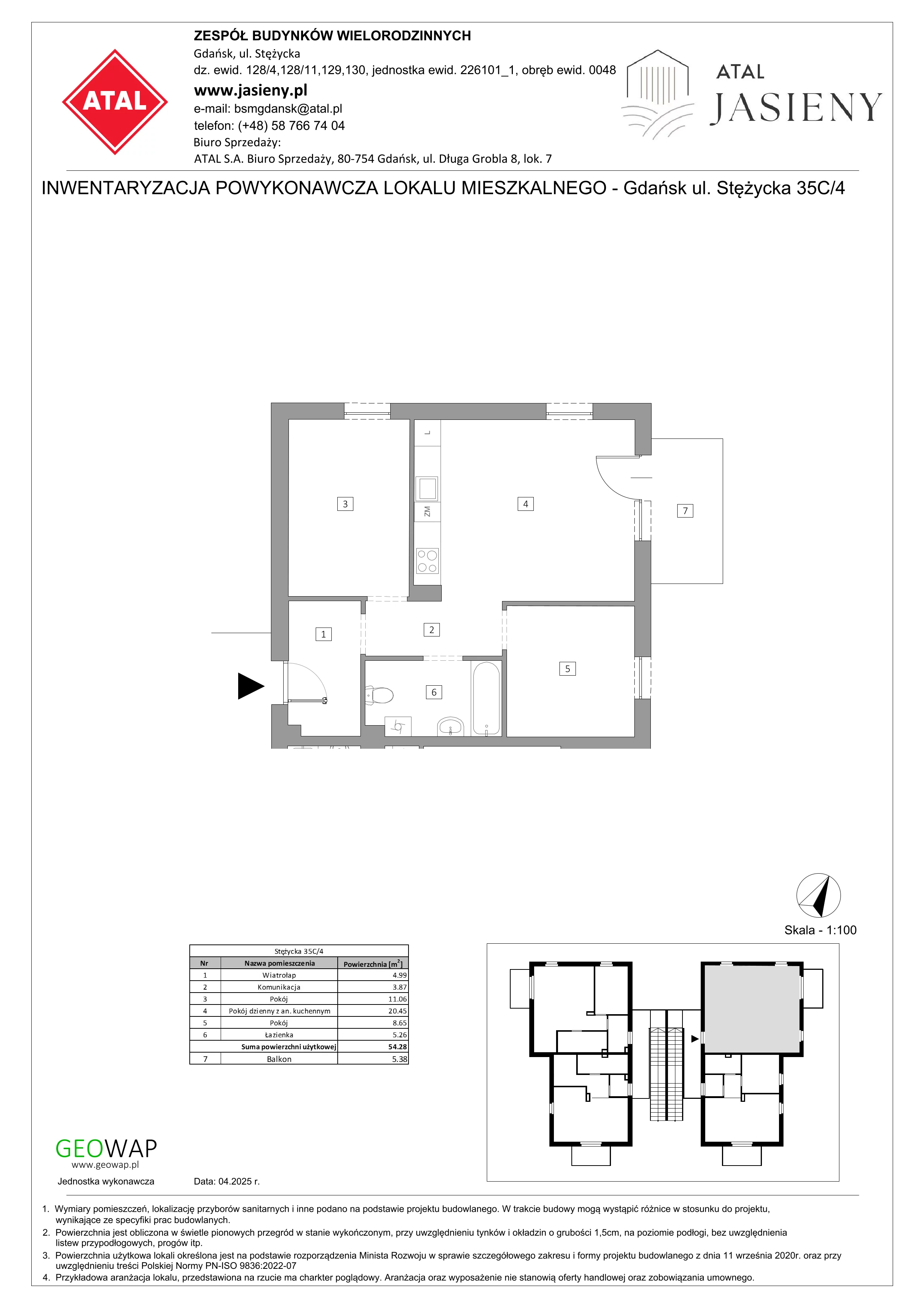 3 pokoje, mieszkanie 54,28 m², piętro 1, oferta nr 9.4, ATAL Jasieny, Gdańsk, Jasień, ul. Stężycka