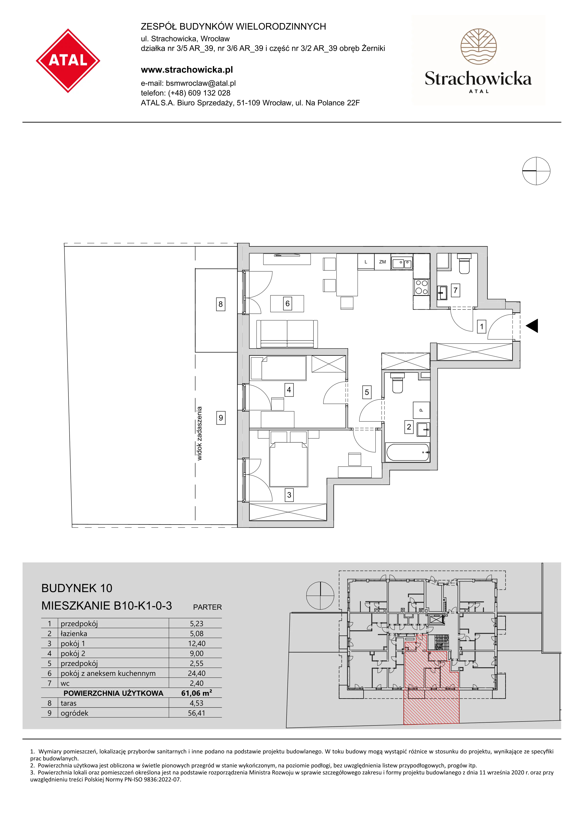 Mieszkanie 61,06 m², parter, oferta nr B10-K1-0-3, ATAL Strachowicka, Wrocław, Żerniki, Fabryczna, ul. Strachowicka