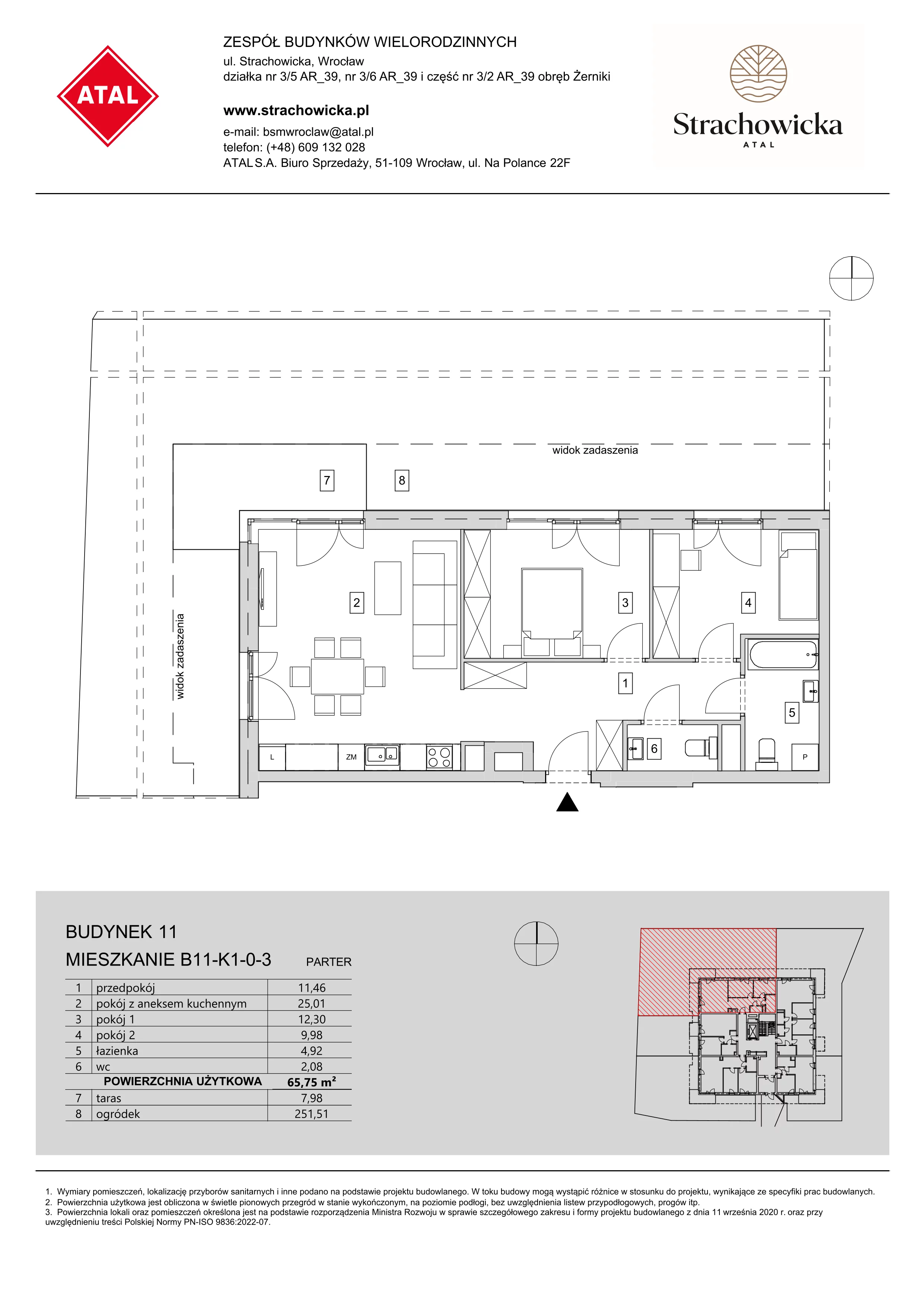 Mieszkanie 65,75 m², parter, oferta nr B11-K1-0-3, ATAL Strachowicka, Wrocław, Żerniki, Fabryczna, ul. Strachowicka