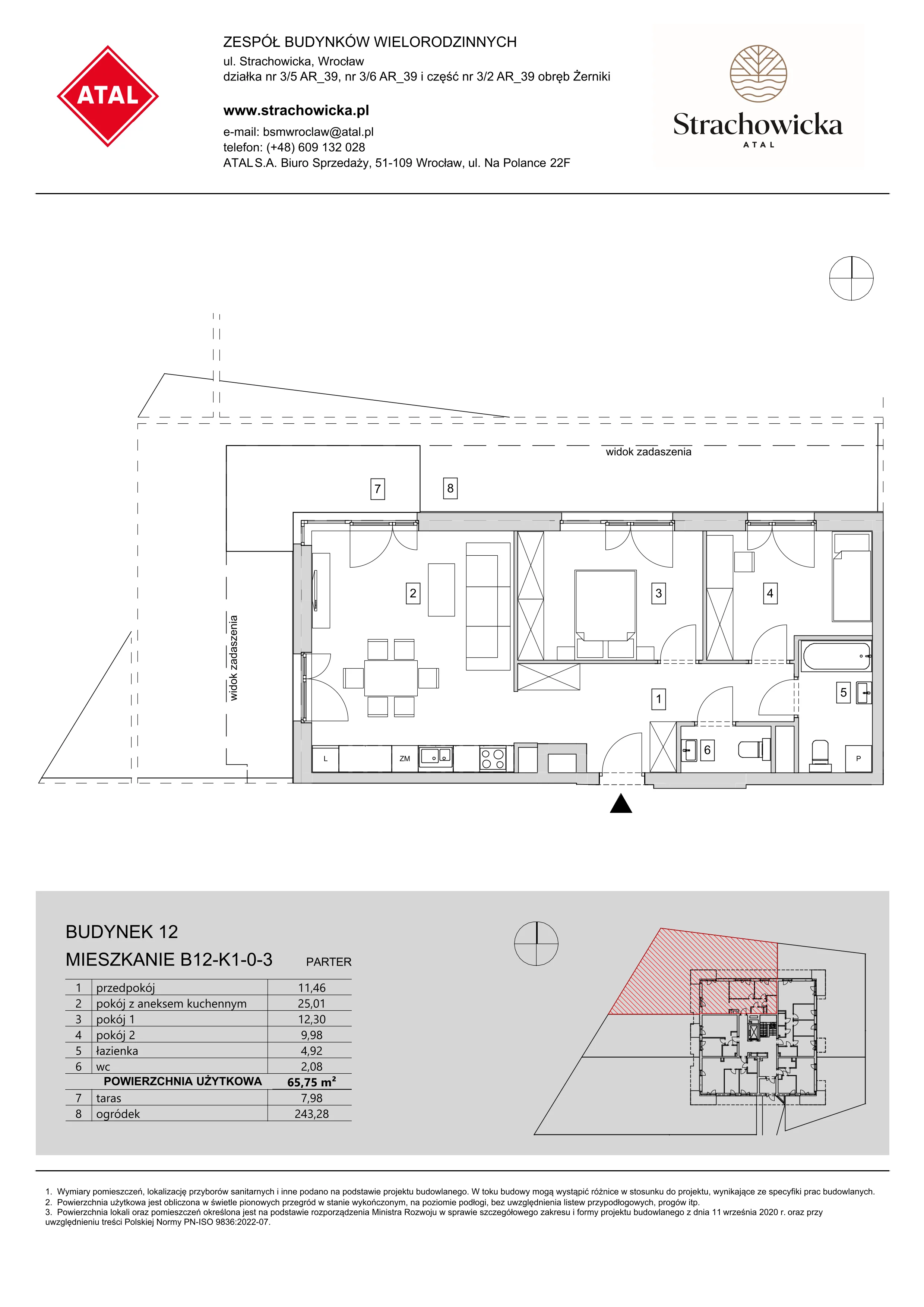 Mieszkanie 65,75 m², parter, oferta nr B12-K1-0-3, ATAL Strachowicka, Wrocław, Żerniki, Fabryczna, ul. Strachowicka