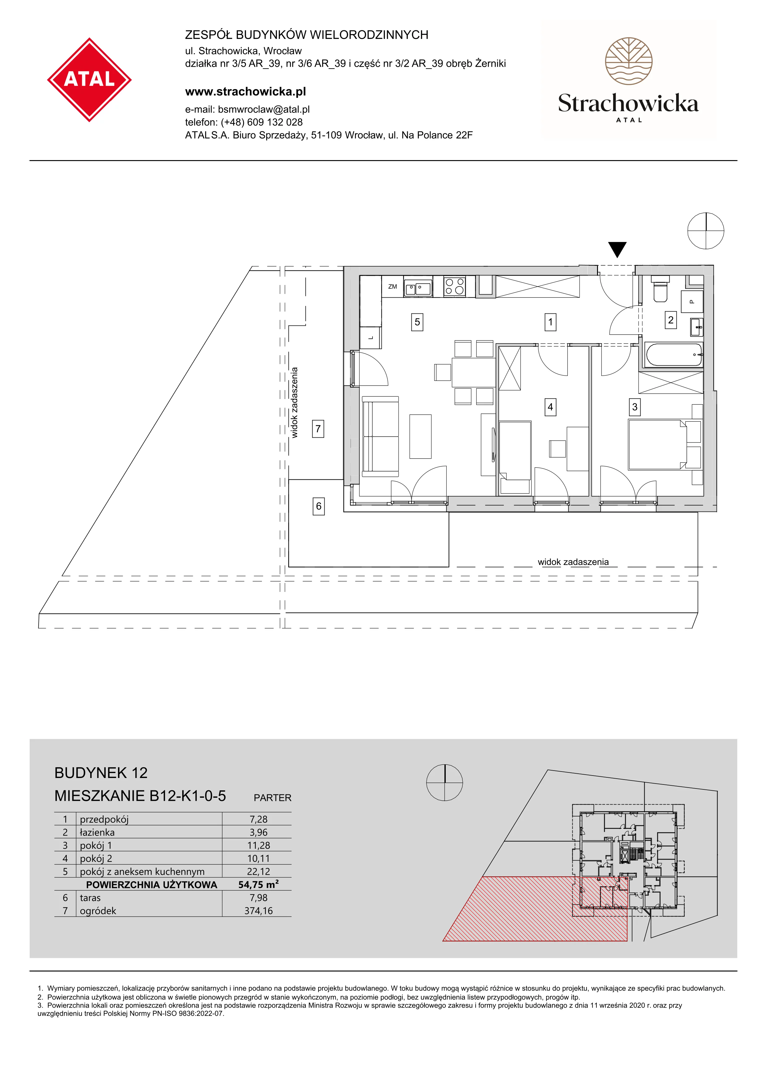 Mieszkanie 54,75 m², parter, oferta nr B12-K1-0-5, ATAL Strachowicka, Wrocław, Żerniki, Fabryczna, ul. Strachowicka