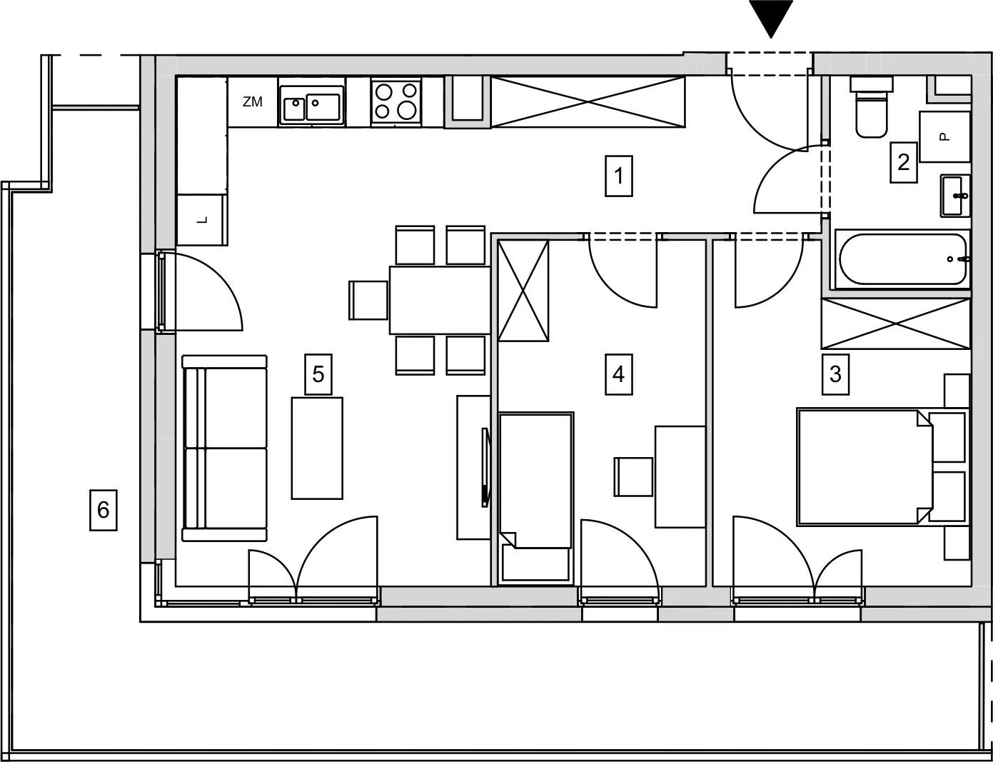 Mieszkanie 54,76 m², piętro 1, oferta nr B12-K1-1-5, ATAL Strachowicka, Wrocław, Żerniki, Fabryczna, ul. Strachowicka