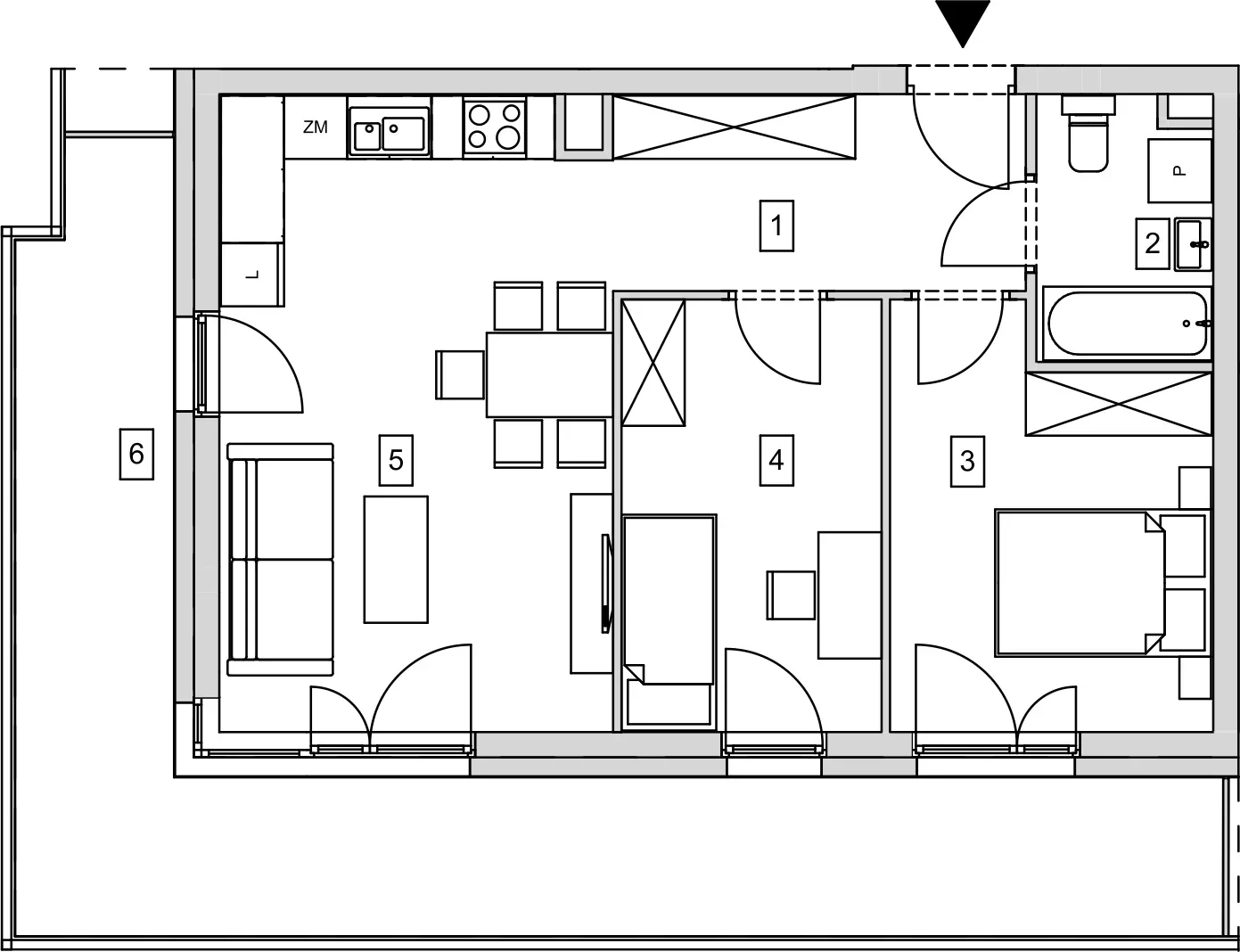 Mieszkanie 54,76 m², piętro 2, oferta nr B12-K1-2-5, ATAL Strachowicka, Wrocław, Żerniki, Fabryczna, ul. Strachowicka