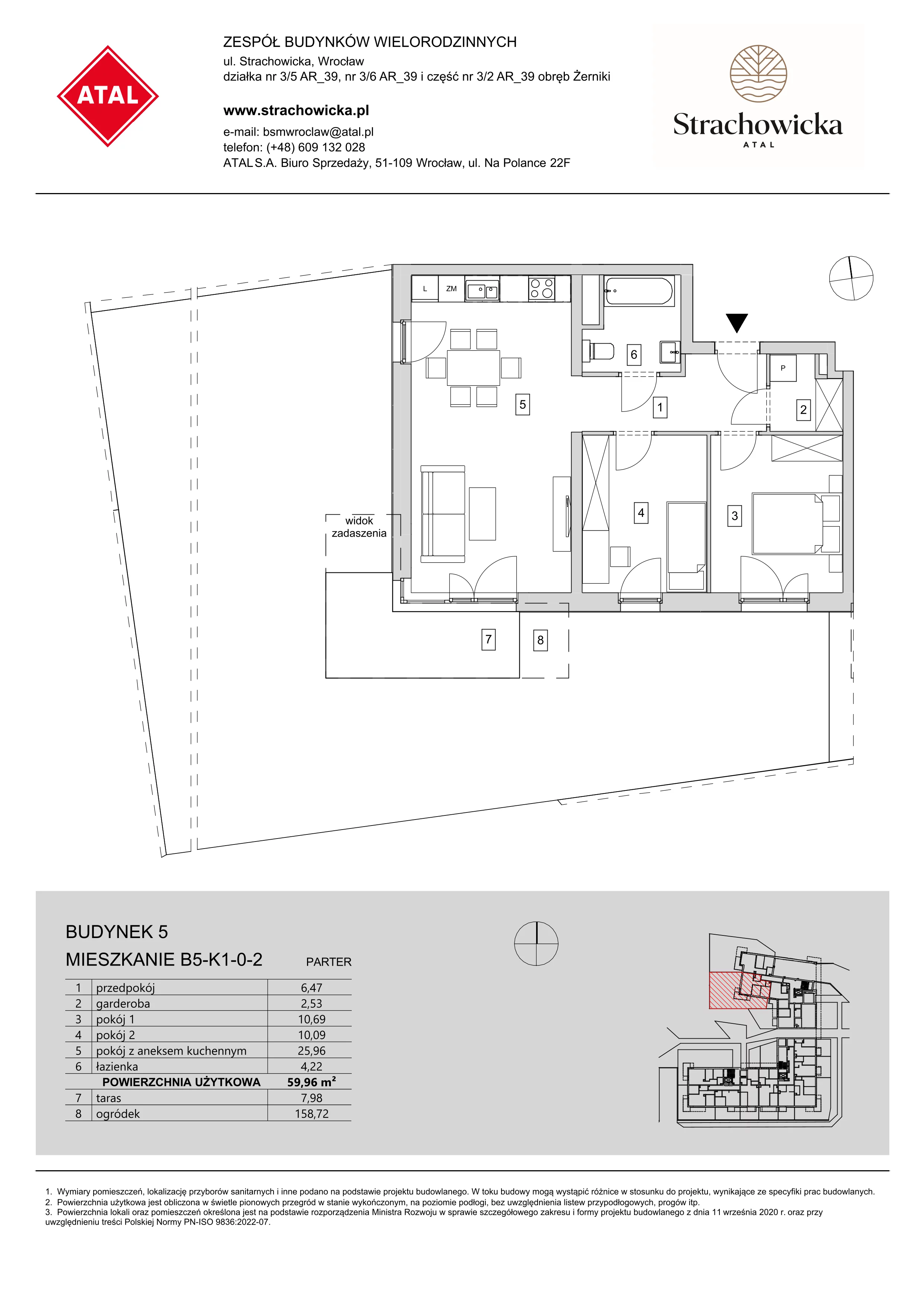 Mieszkanie 59,96 m², parter, oferta nr B5-K1-0-2, ATAL Strachowicka, Wrocław, Żerniki, Fabryczna, ul. Strachowicka