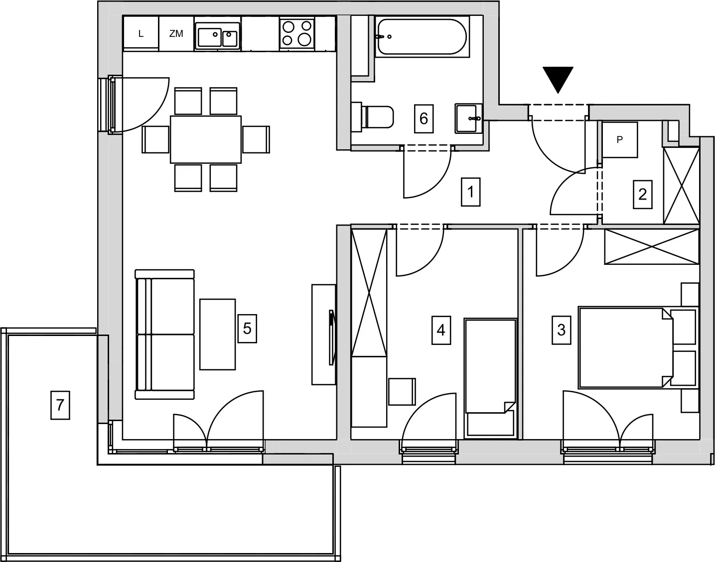 Mieszkanie 60,18 m², piętro 1, oferta nr B5-K1-1-3, ATAL Strachowicka, Wrocław, Żerniki, Fabryczna, ul. Strachowicka