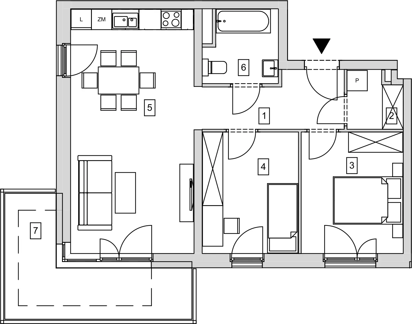 Mieszkanie 60,19 m², piętro 4, oferta nr B5-K1-4-3, ATAL Strachowicka, Wrocław, Żerniki, Fabryczna, ul. Strachowicka